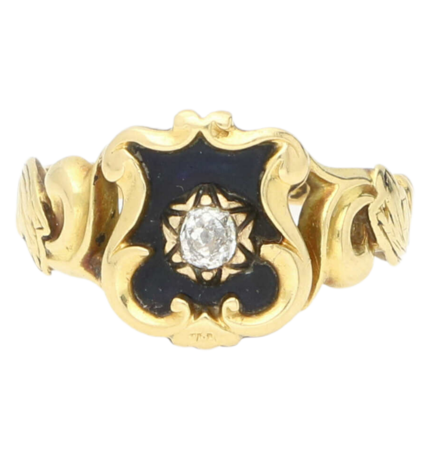 18ct Mourning Single Stone Diamond Ring