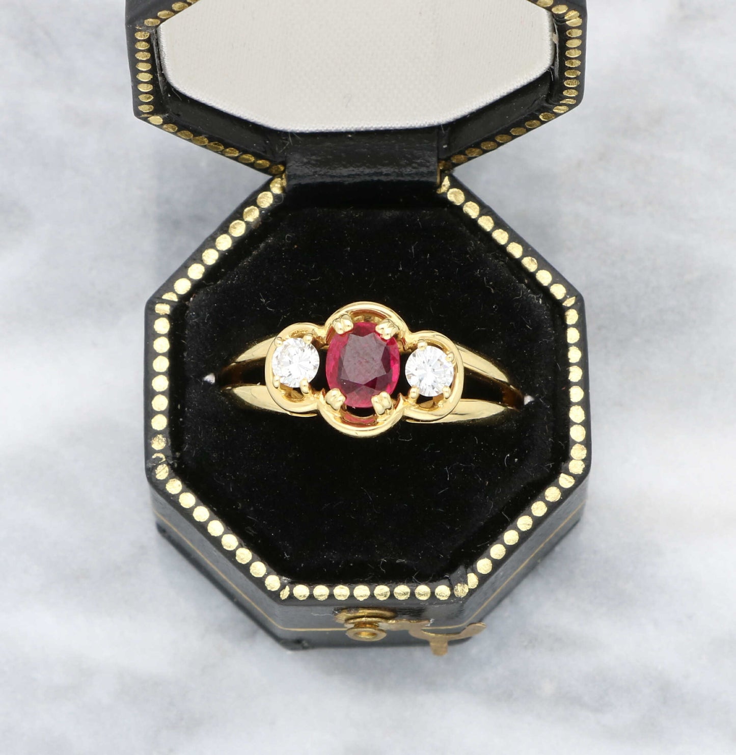 18ct Ruby & Diamond Three Stone Ring