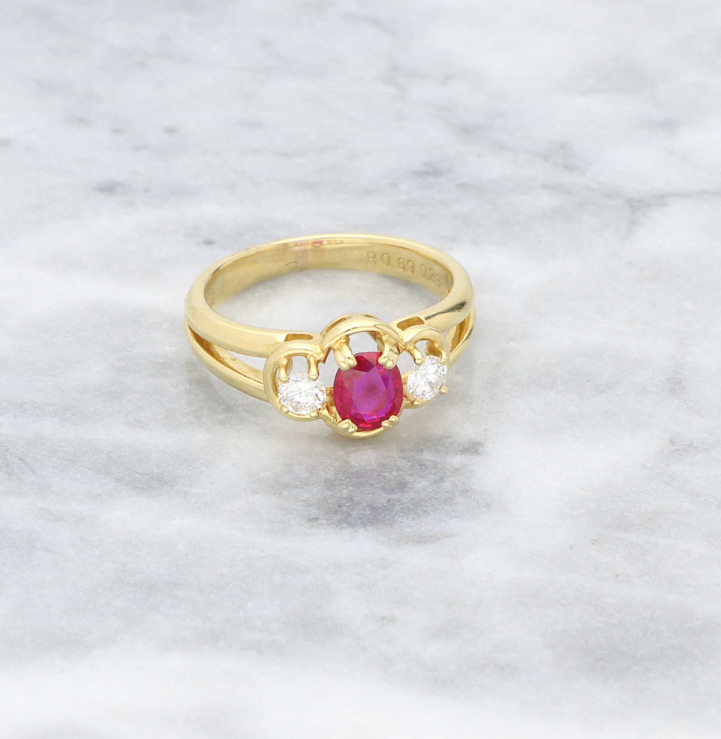 18ct Ruby & Diamond Three Stone Ring