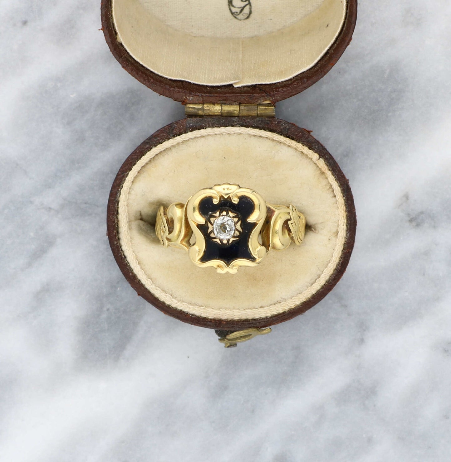 18ct Mourning Single Stone Diamond Ring