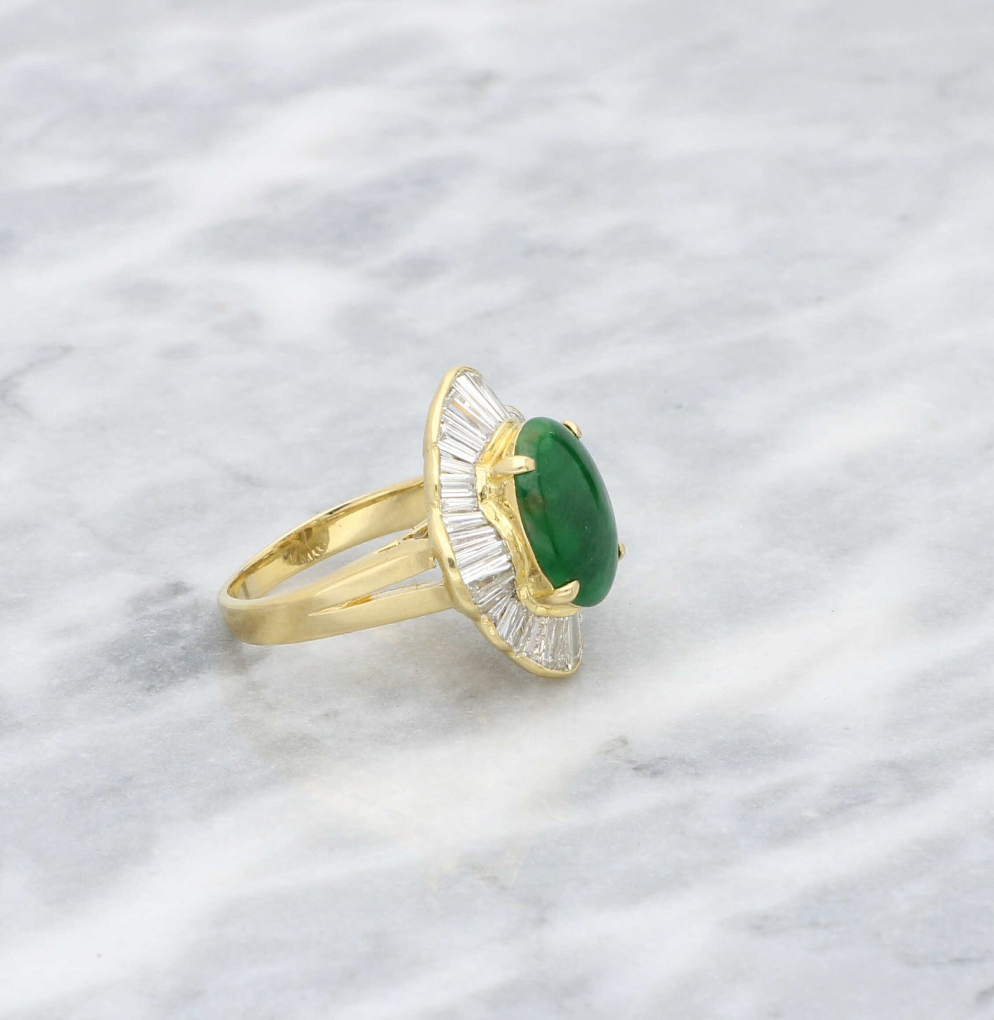 Jade Diamond Cluster Ring