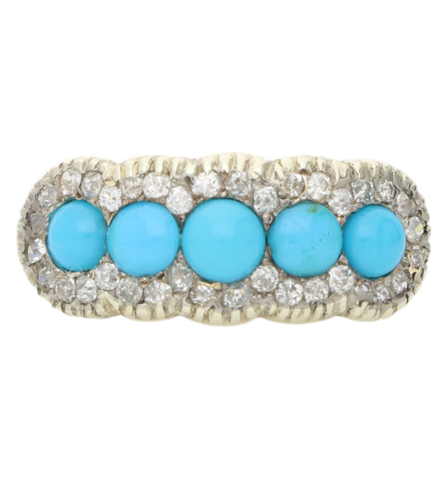 18ct turquoise and rose-cut diamond cluster ring