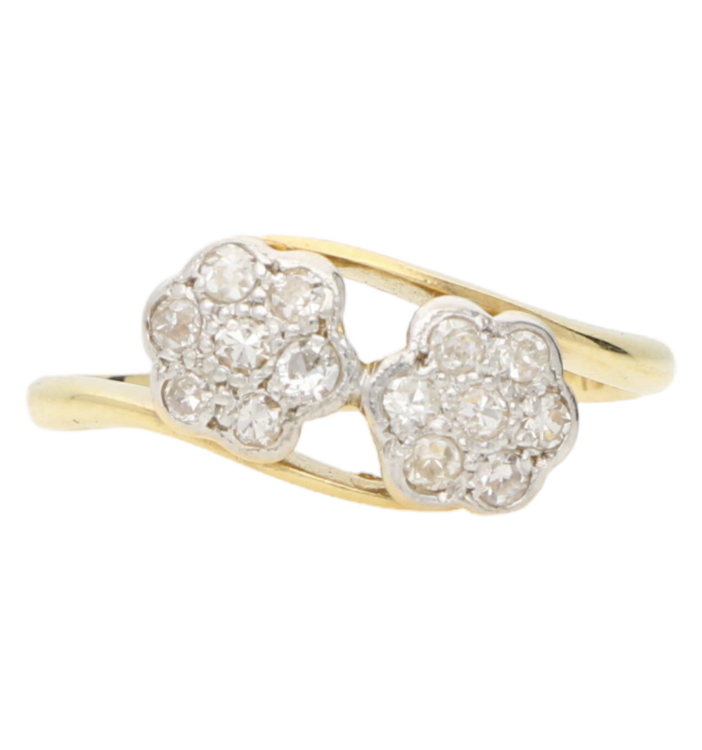 18ct and platinum double cluster ring
