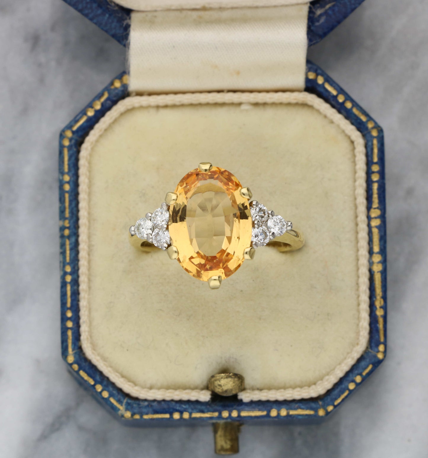 18ct and platinum topaz and diamond ring