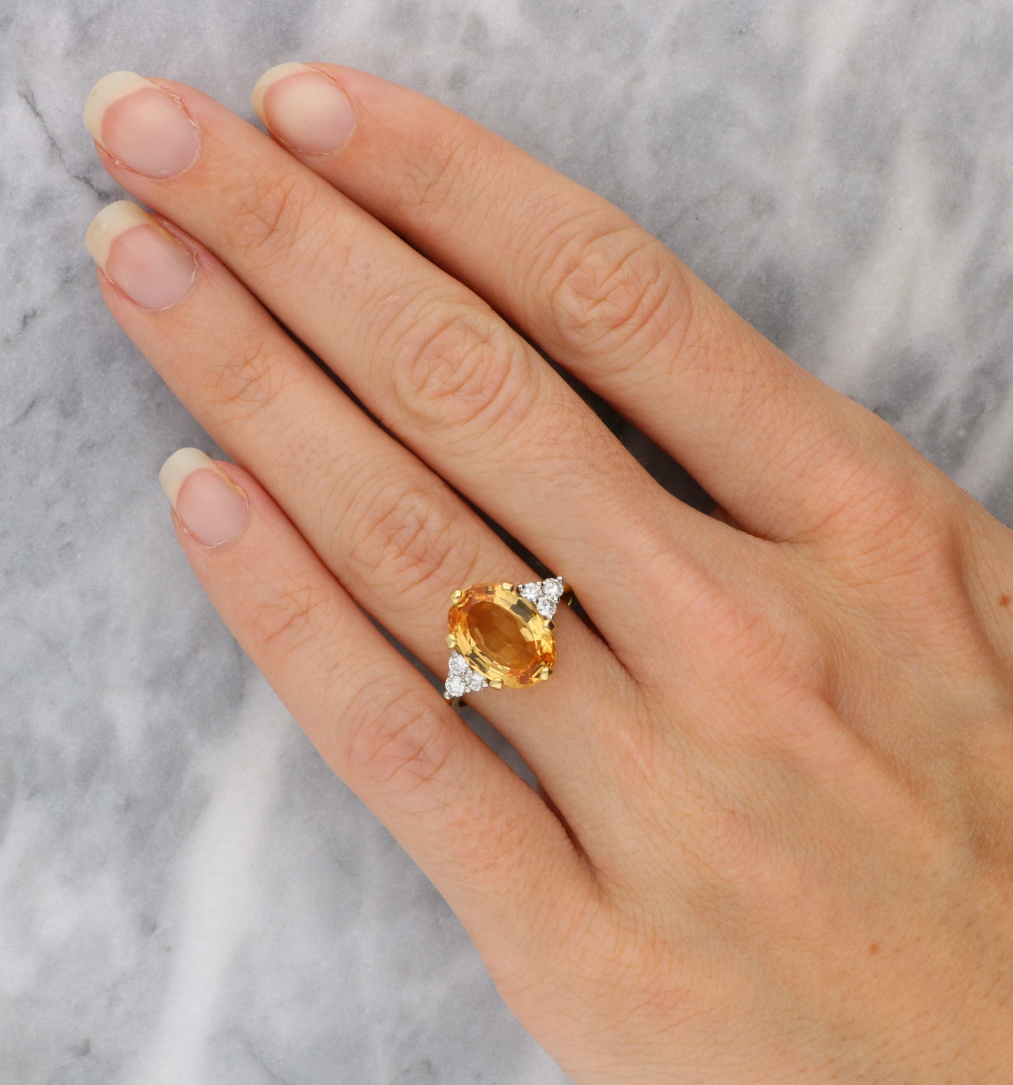 18ct and platinum topaz and diamond ring