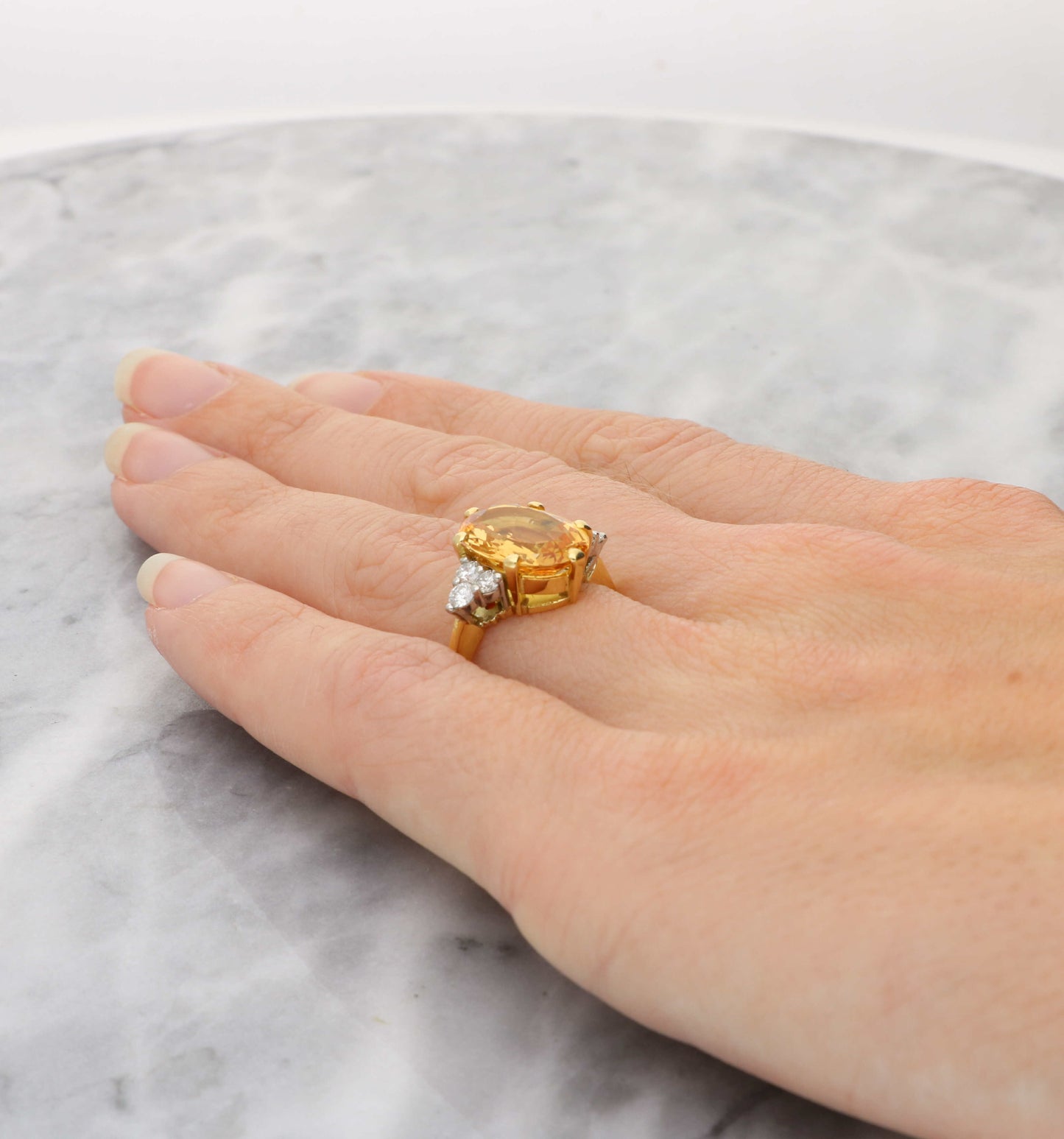 18ct and platinum topaz and diamond ring