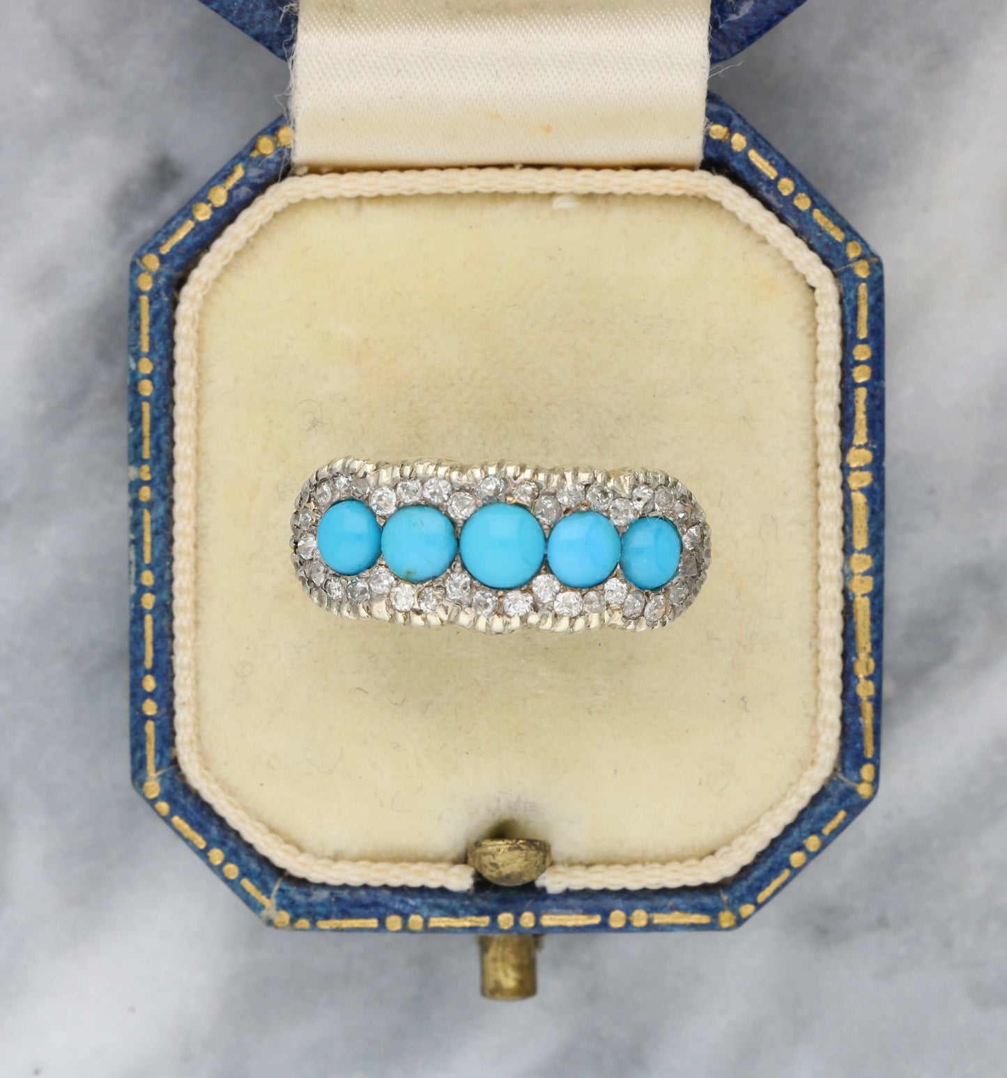 18ct turquoise and rose-cut diamond cluster ring