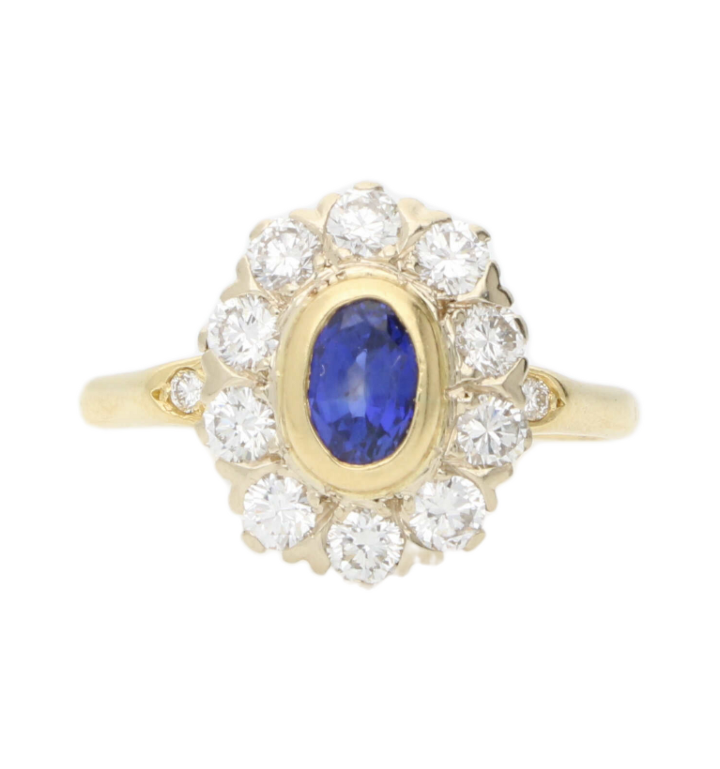 18ct sapphire and diamond cluster engagement ring