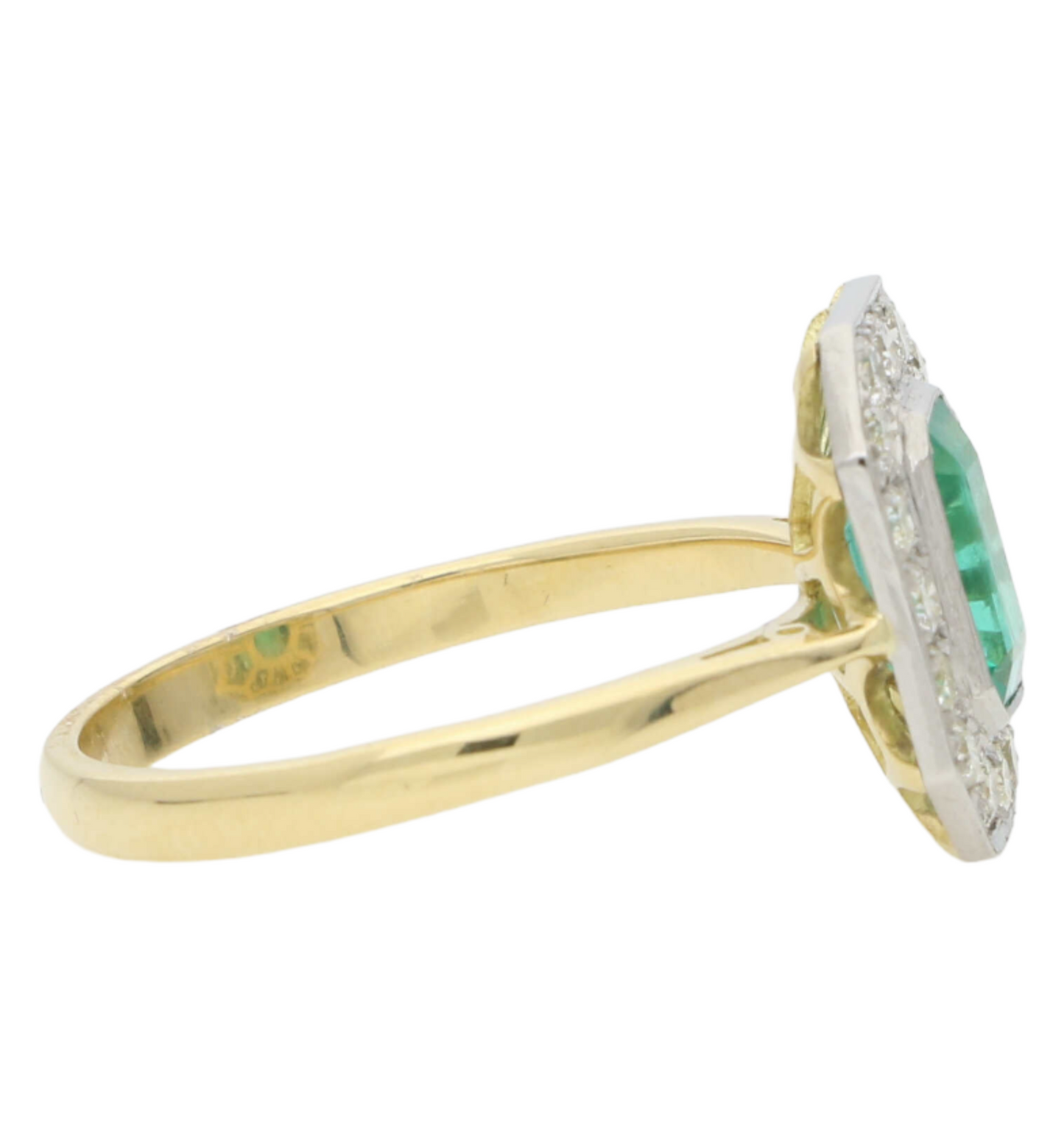 18ct and platinum emerald and diamond engagement ring