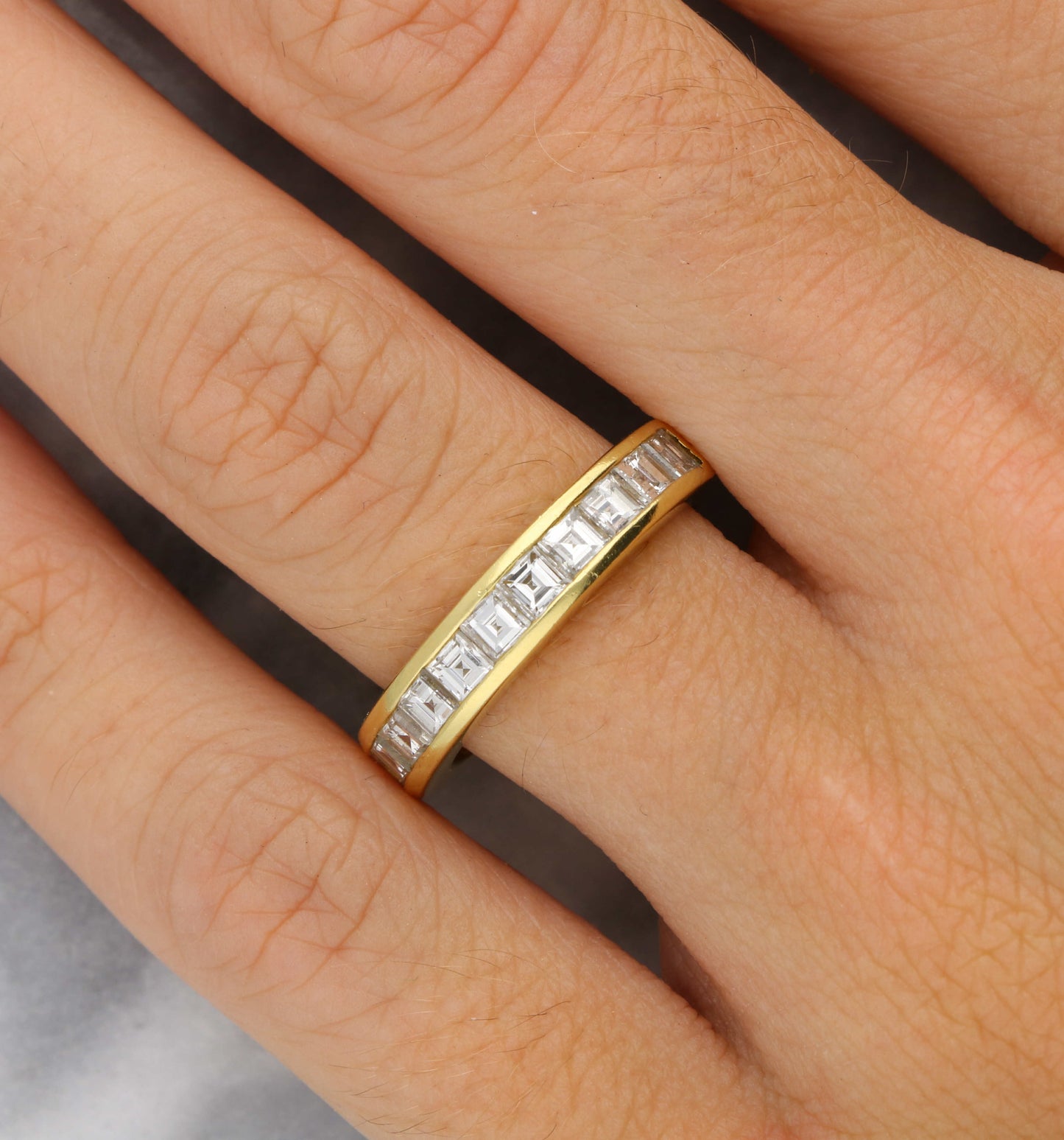 18ct carre-cut diamond half eternity ring