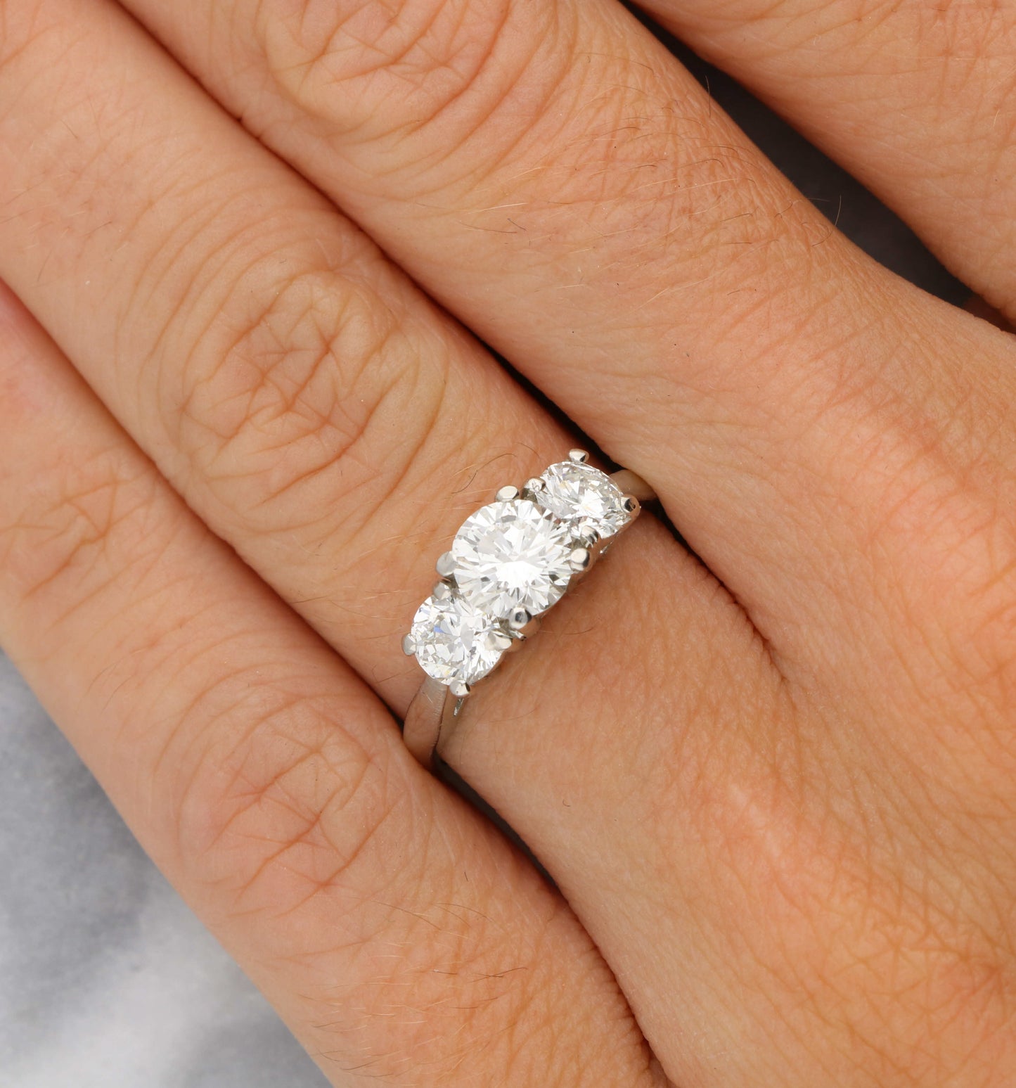 Platinum diamond 3 stone engagement ring