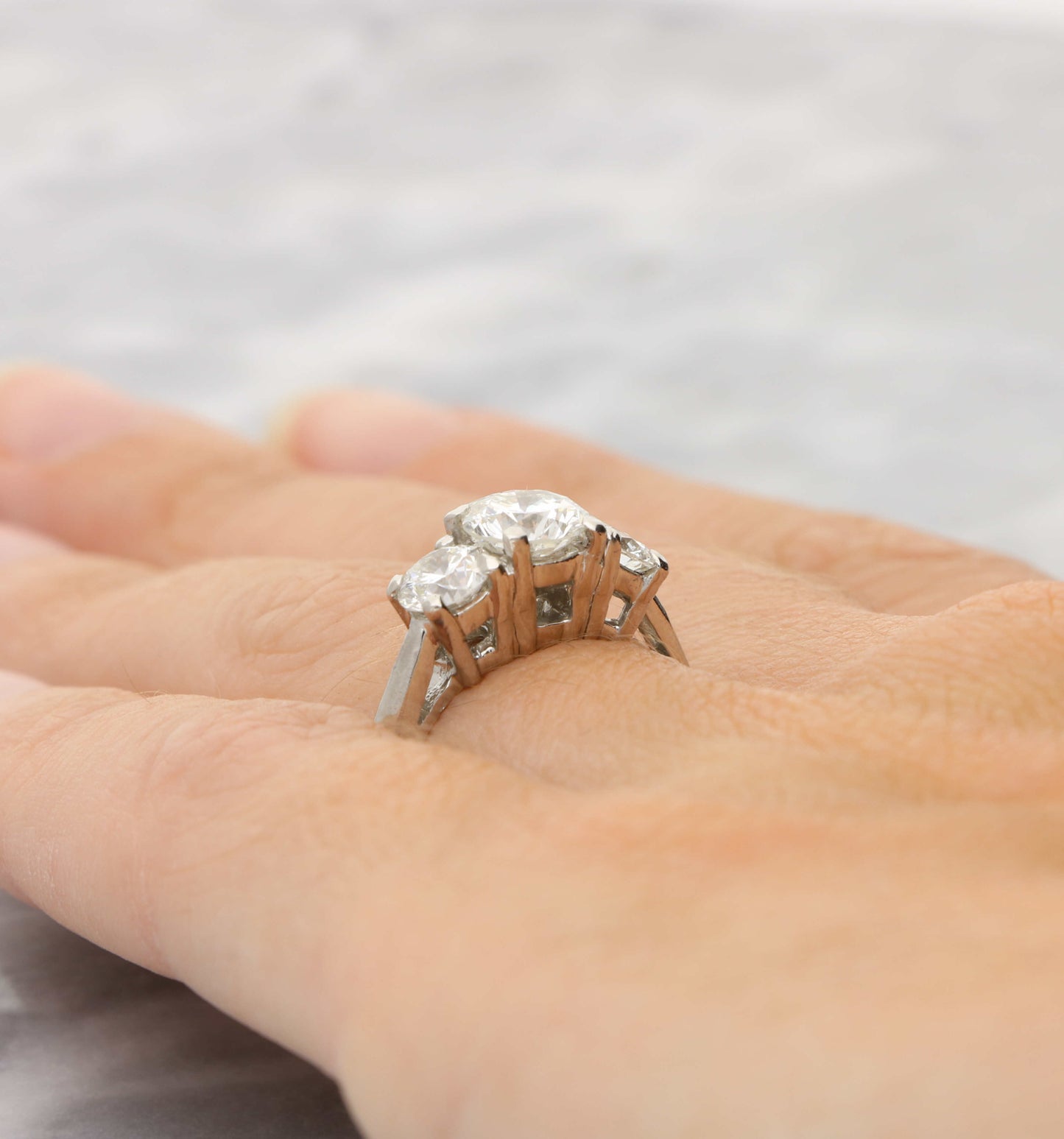 Platinum diamond 3 stone engagement ring