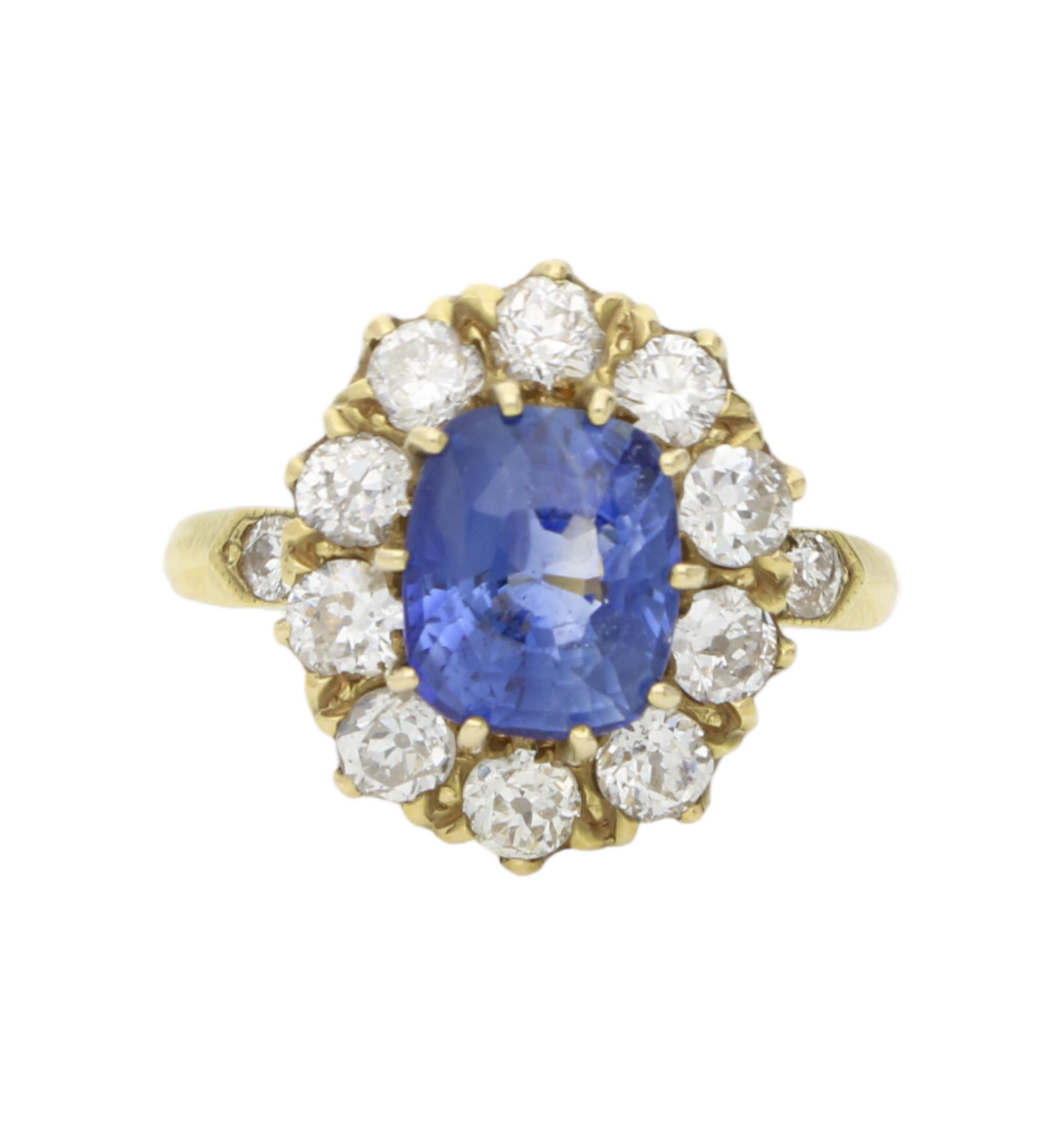 18ct sapphire and diamond cluster engagement ring