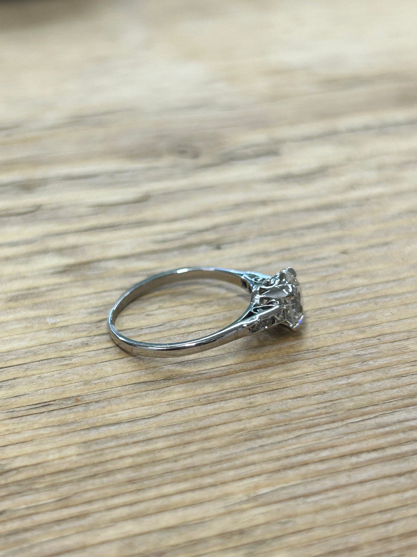 Platinum 1.23ct old cut diamond ring