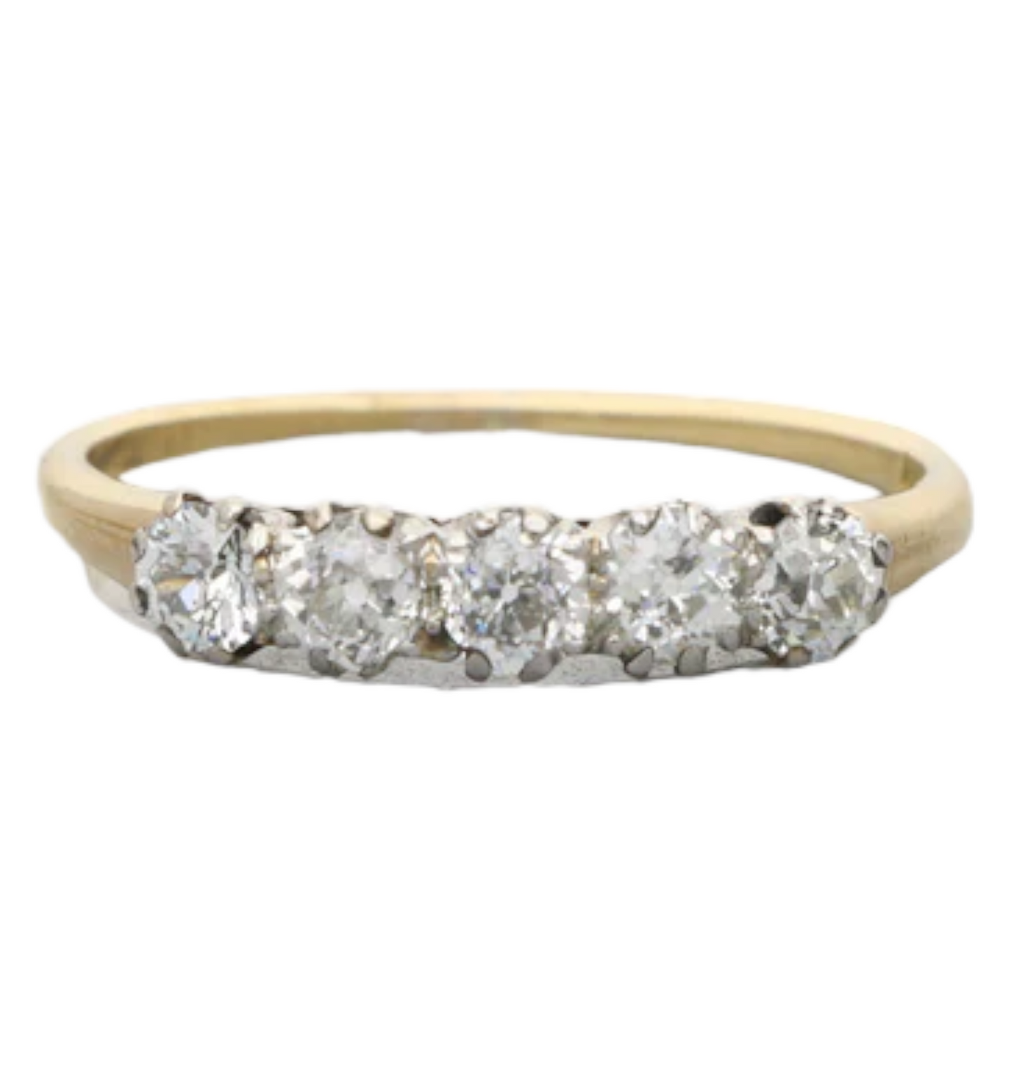 18ct 0.75ct old cut diamond 5 stone ring