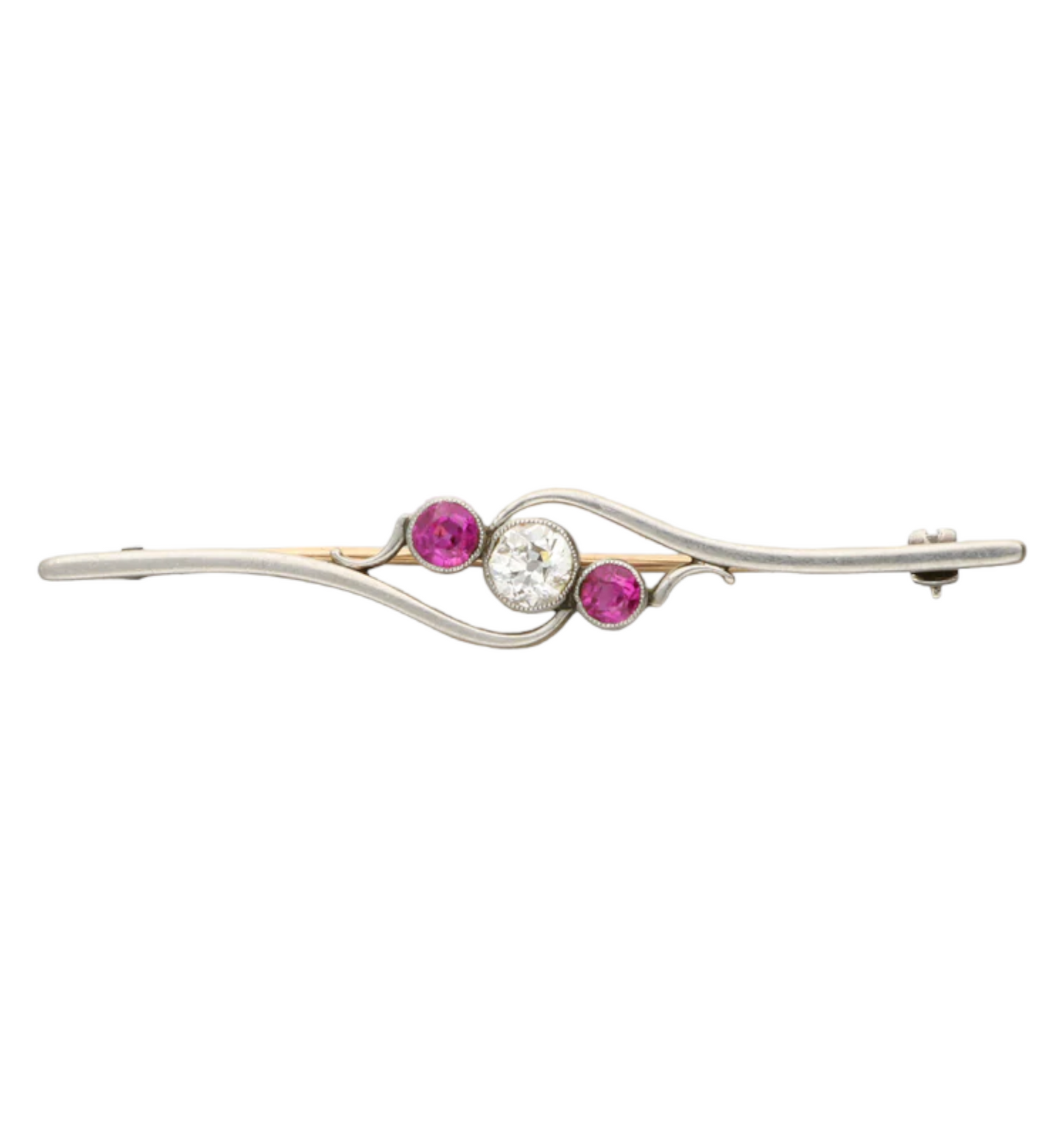 Old cut diamond and ruby brooch