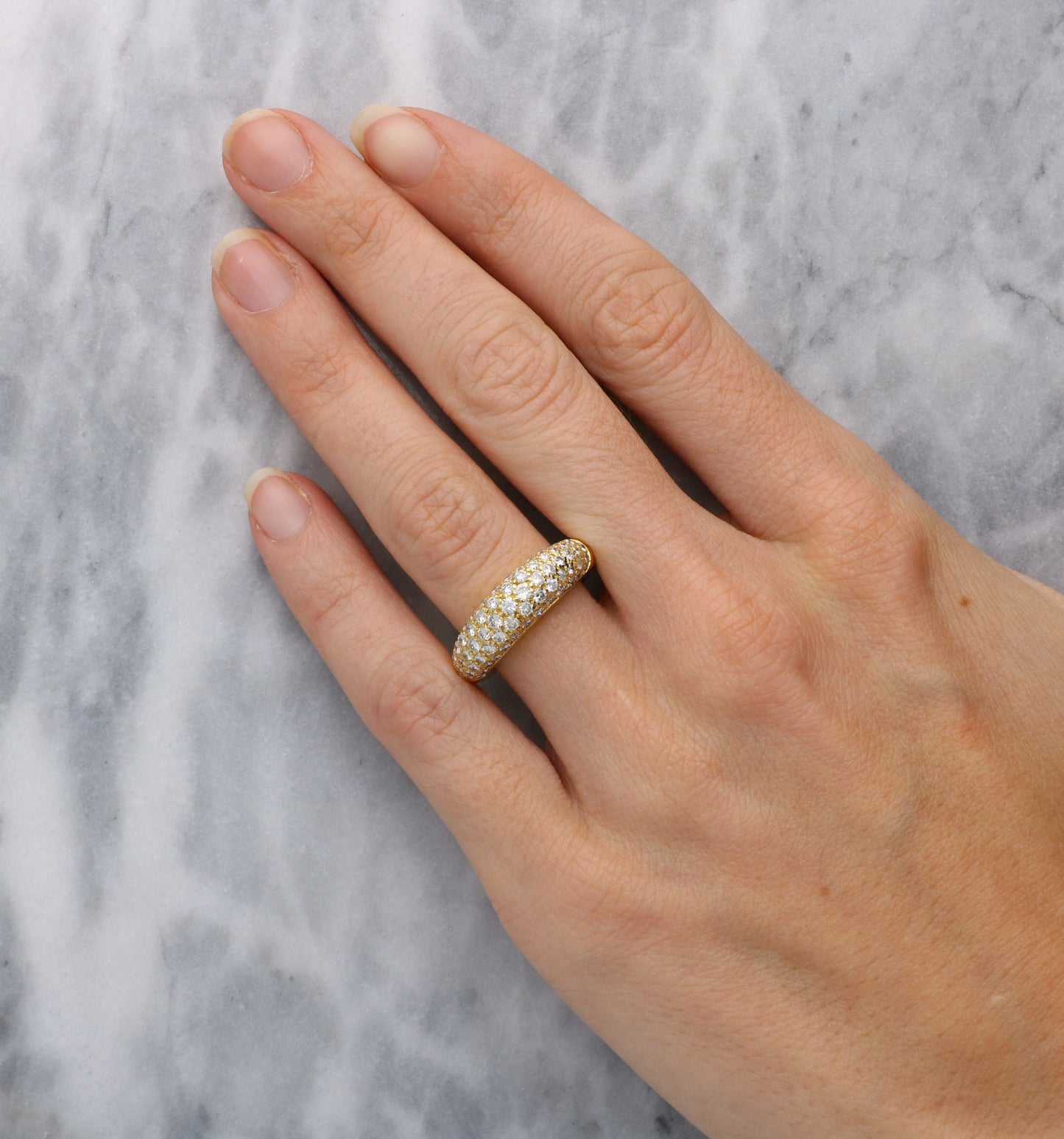 French 18ct diamond bombe ring