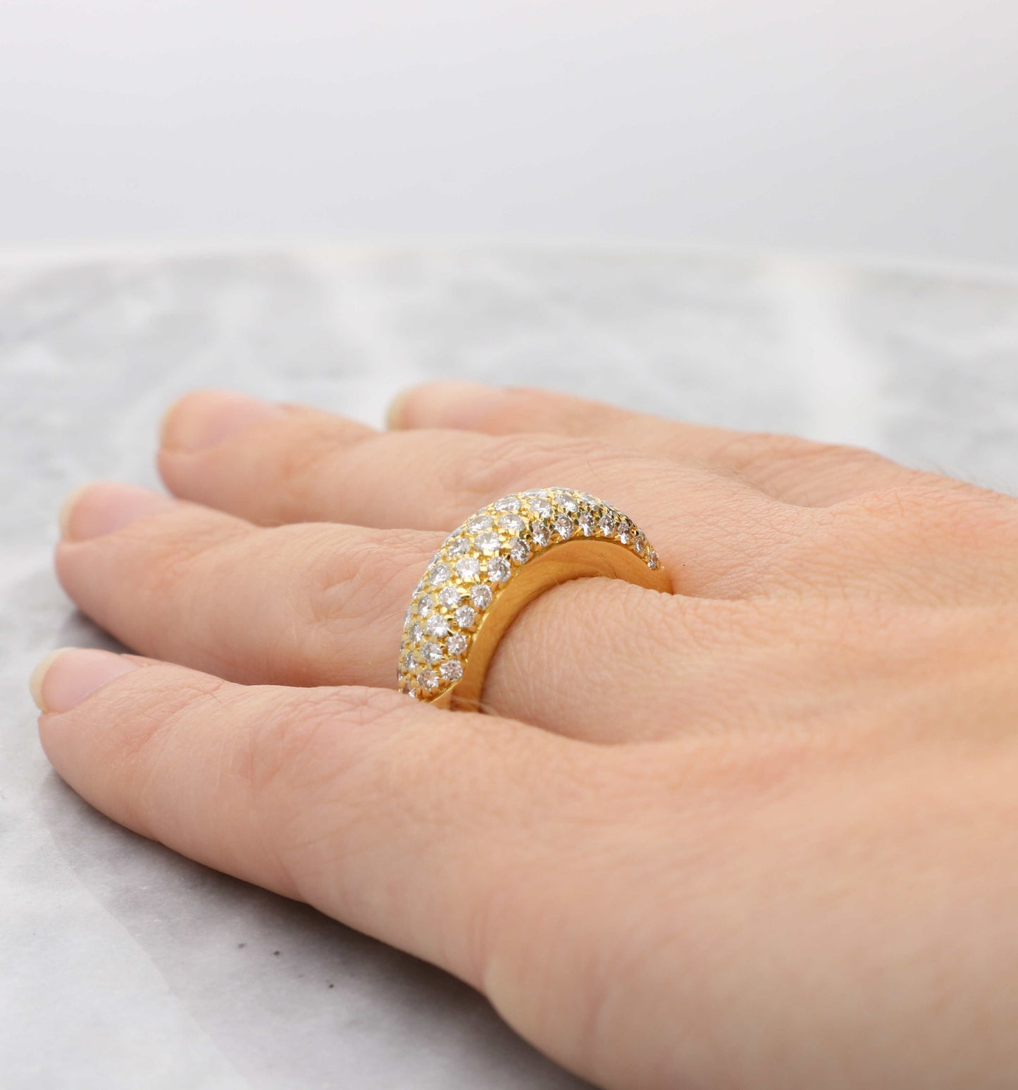 French 18ct diamond bombe ring