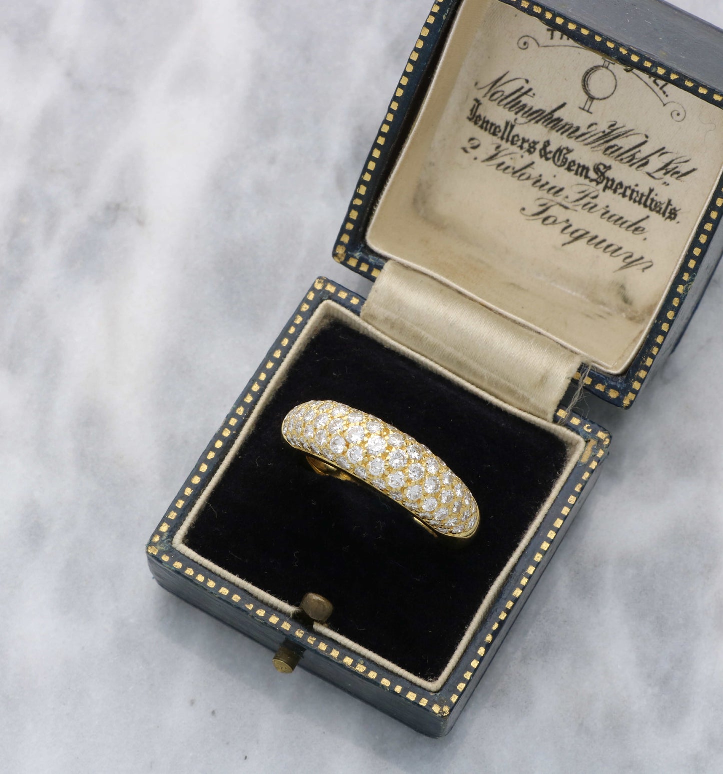 French 18ct diamond bombe ring