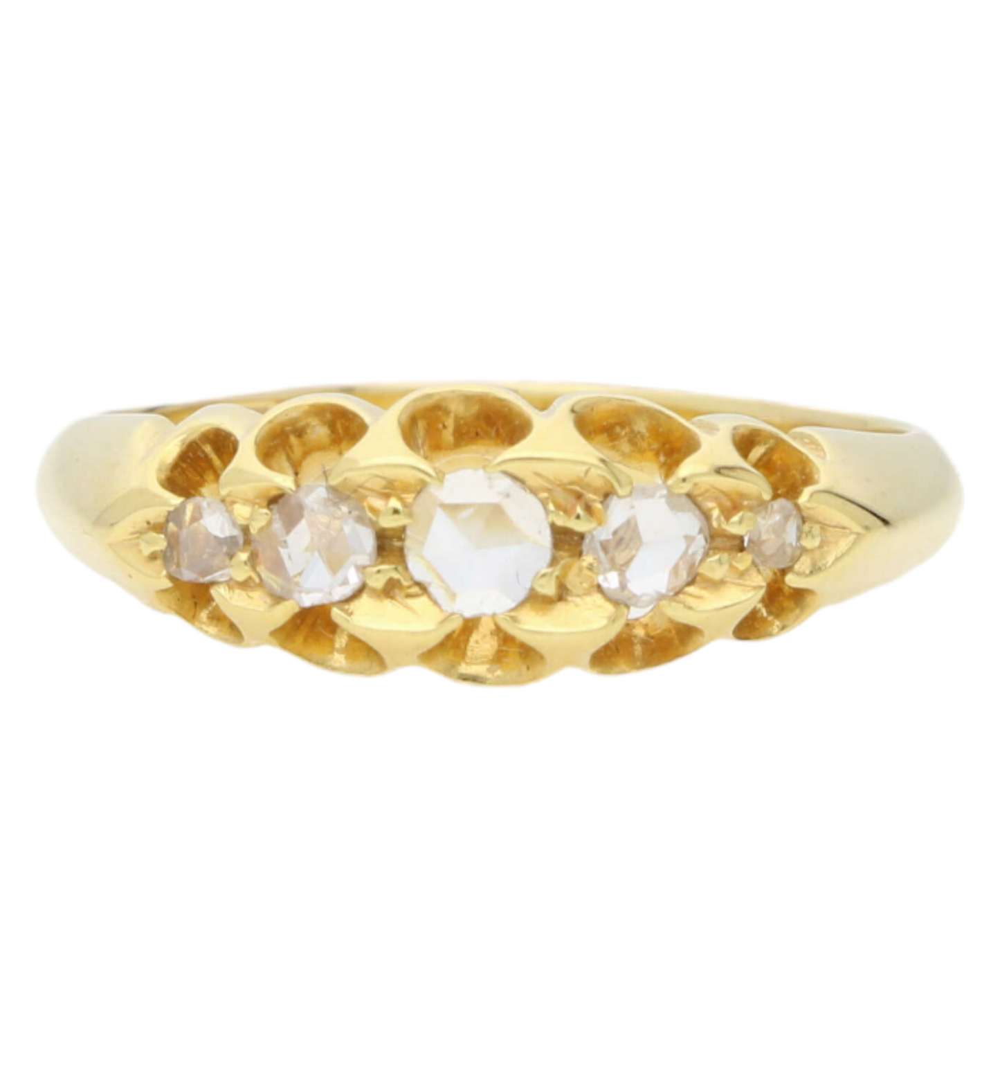18ct rose-cut diamond 5 stone ring