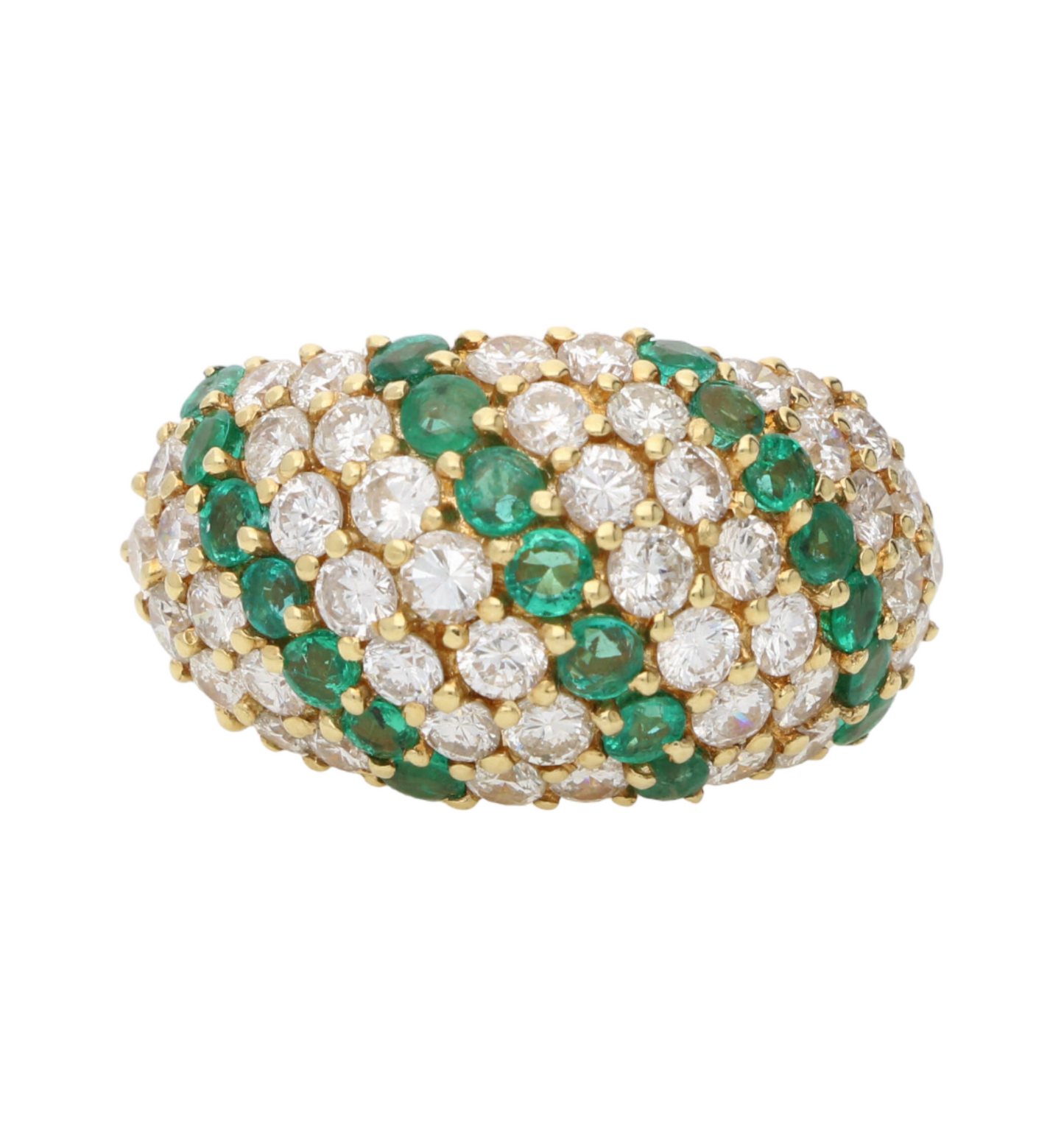 18ct emerald and diamond bombe ring