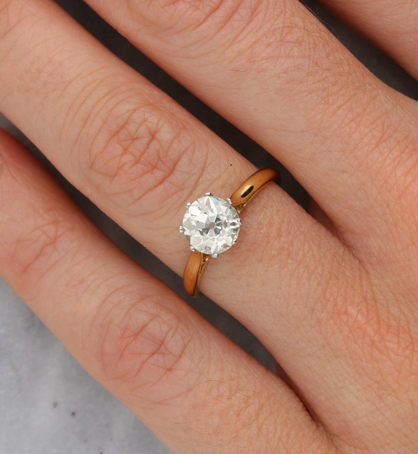 18ct 1.57ct old cut diamond engagement ring
