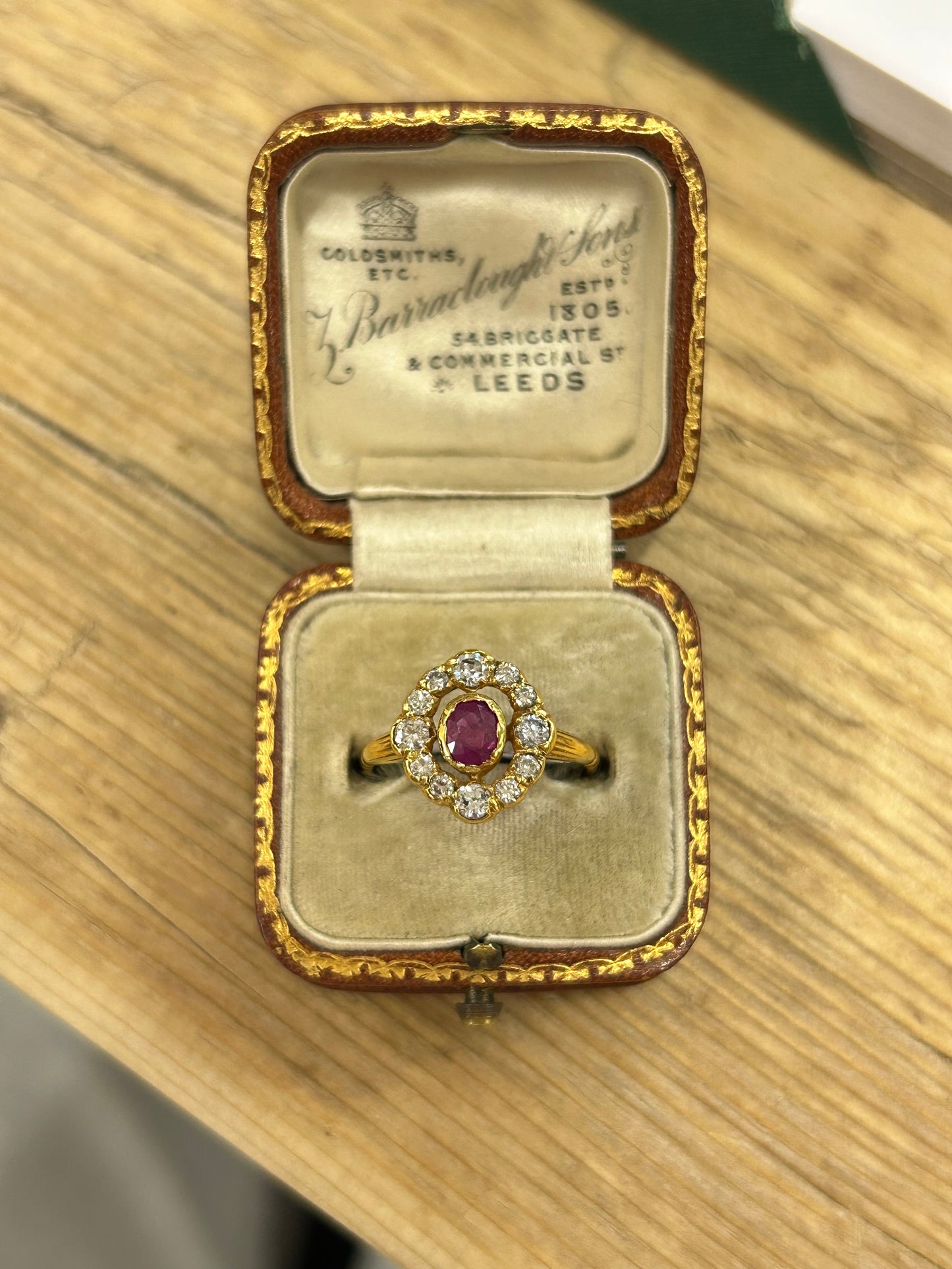 18ct ruby and diamond cluster ring