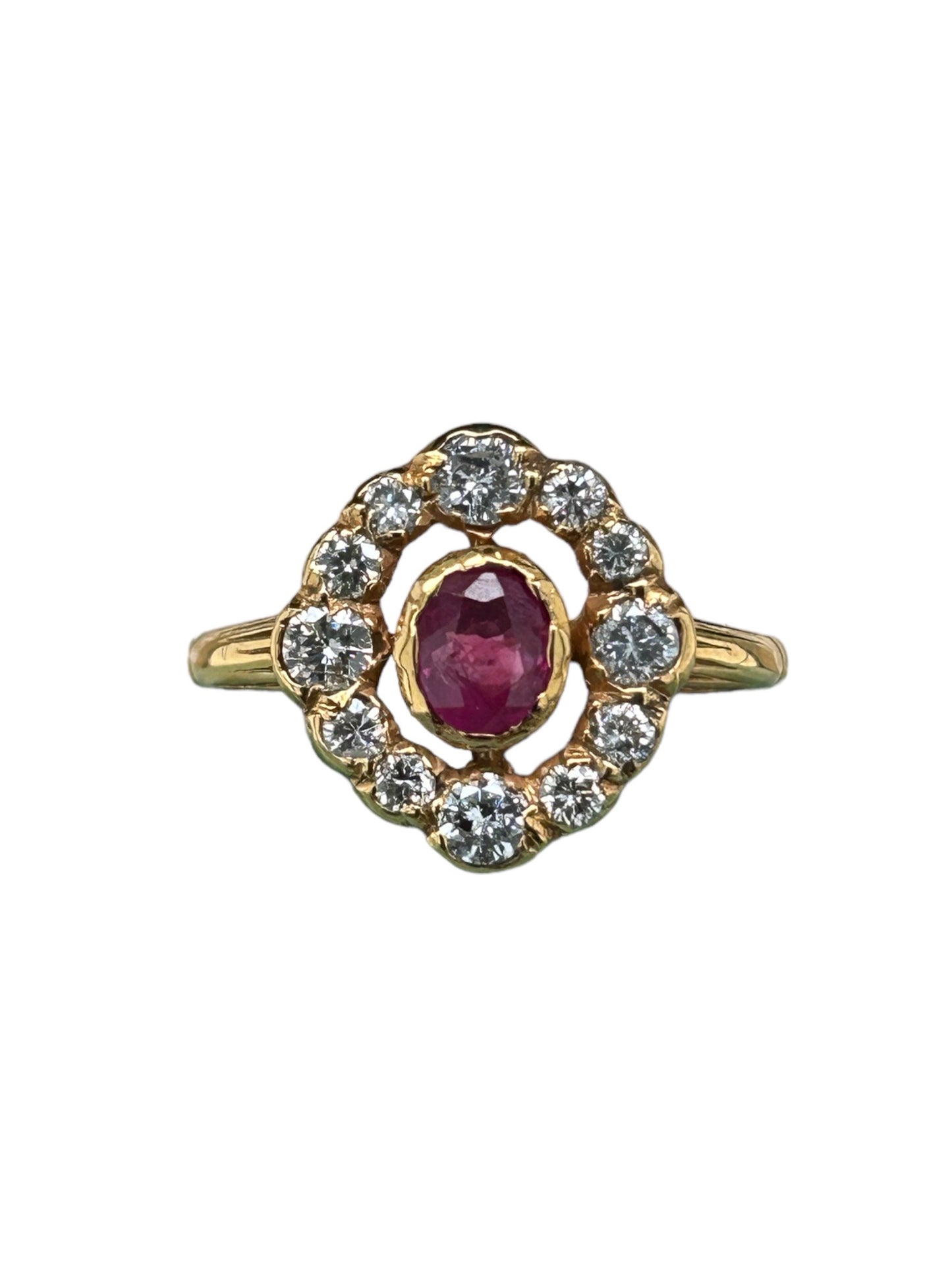 18ct ruby and diamond cluster ring