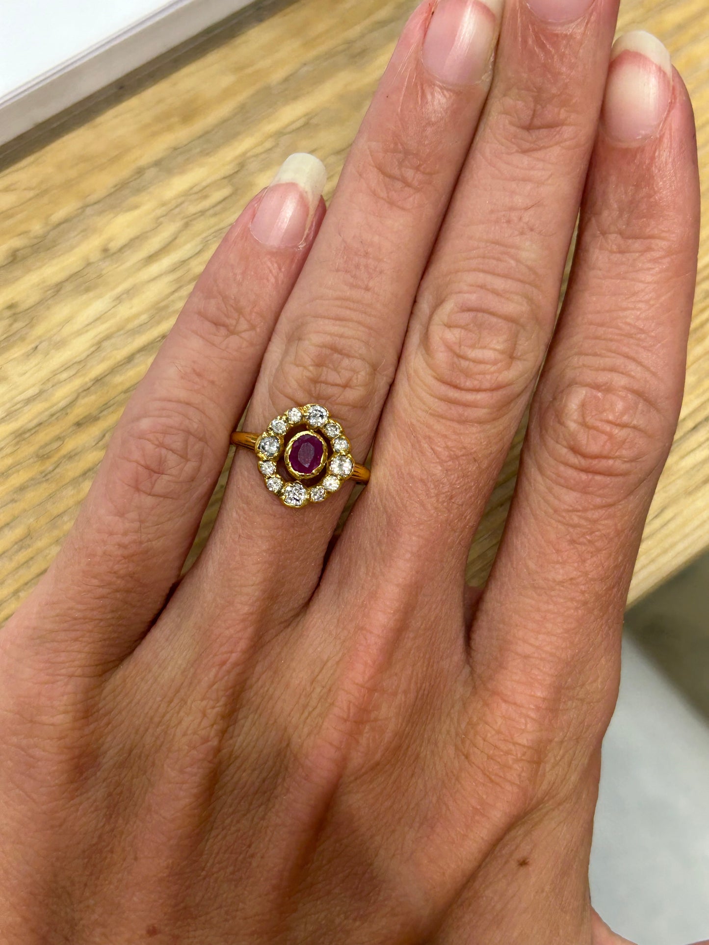 18ct ruby and diamond cluster ring