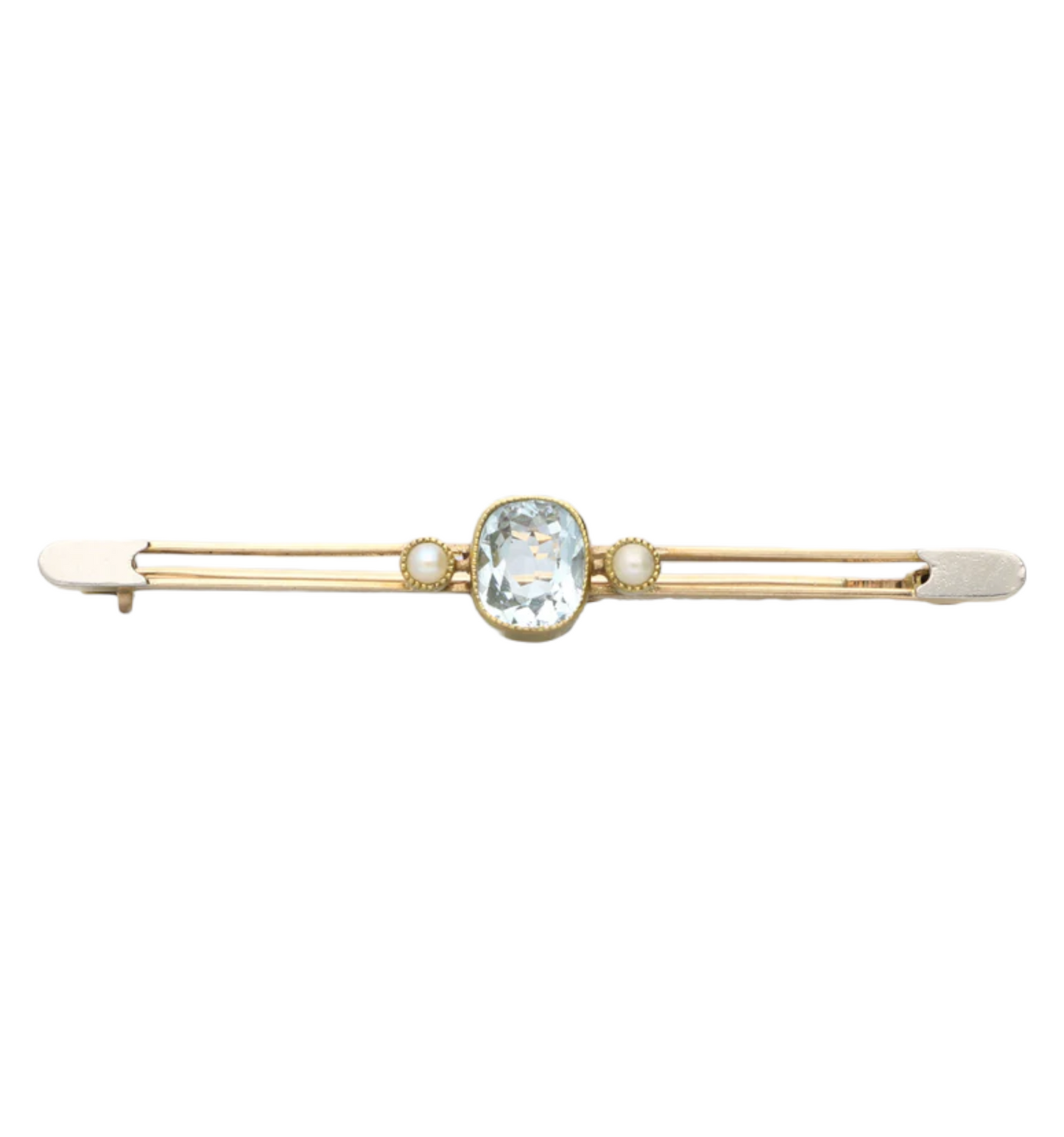 15ct rose gold aquamarine and pearl brooch