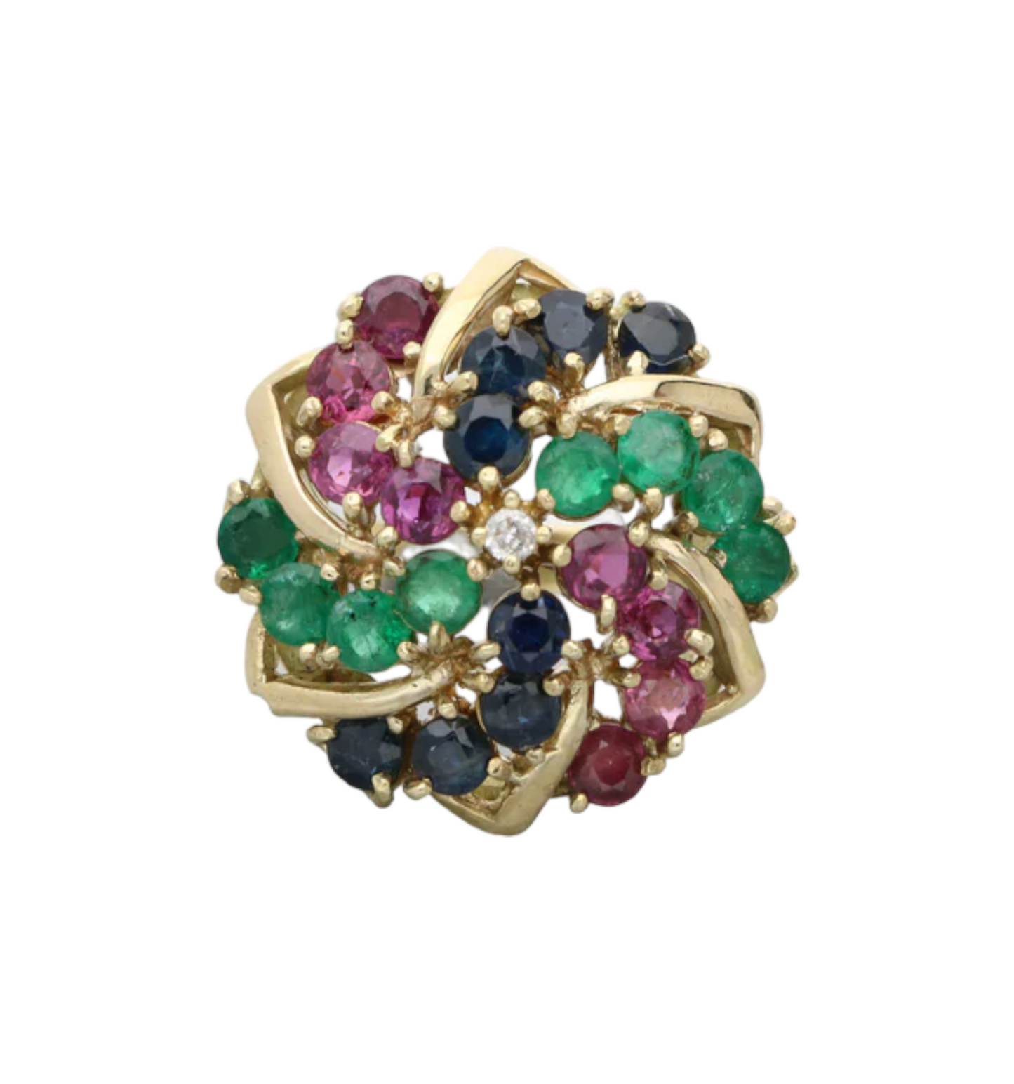 Diamond, emerald, ruby and sapphire cocktail ring