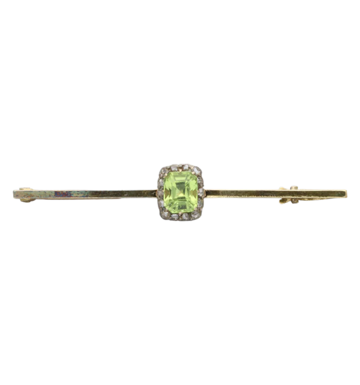 Peridot and rose-cut diamond brooch