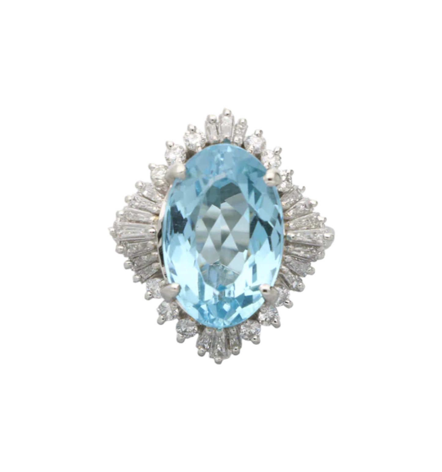 Platinum aquamarine and diamond dress ring