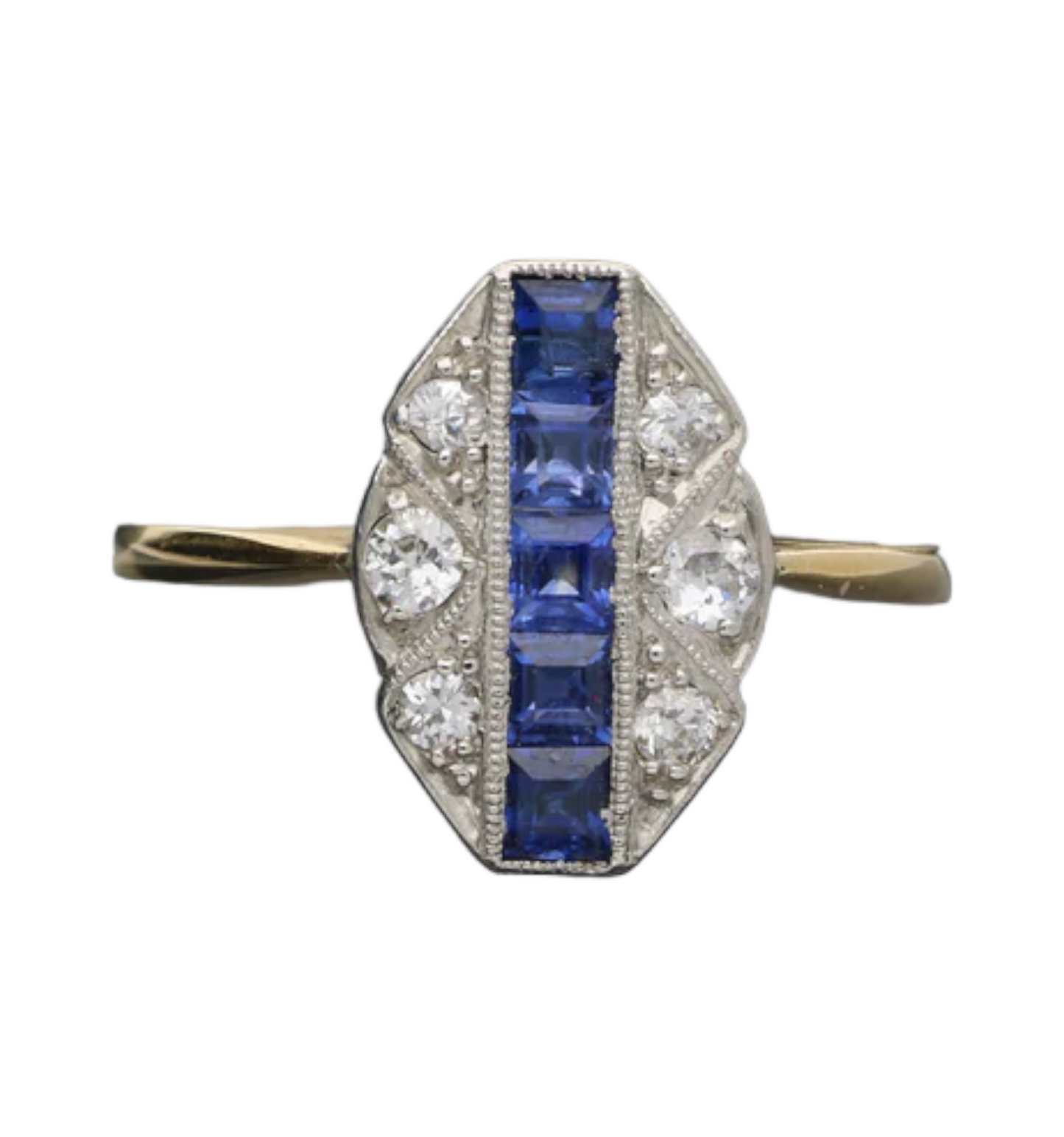 Antique sapphire and diamond deco cluster ring