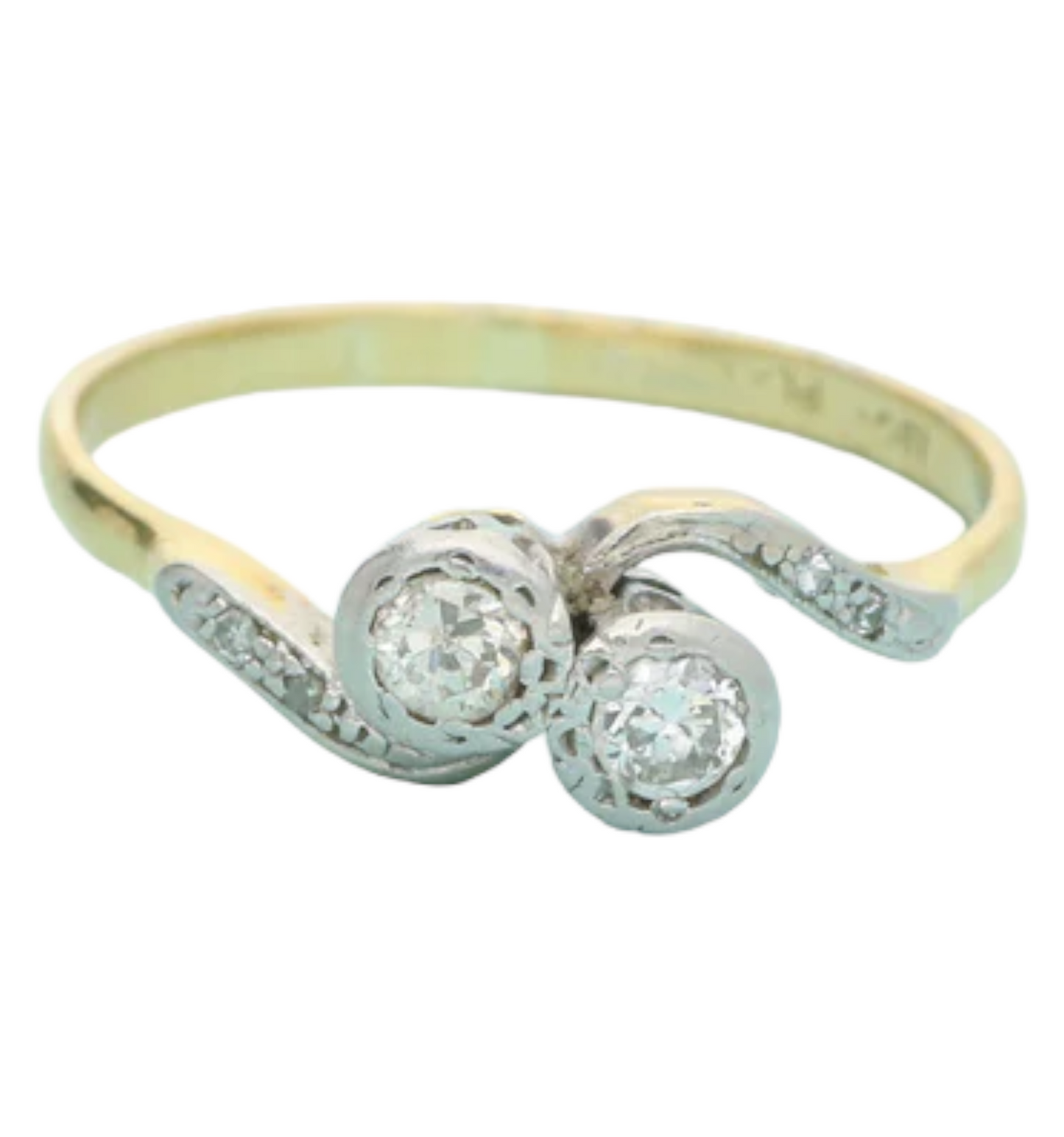 18ct & Platinum diamond crossover ring.