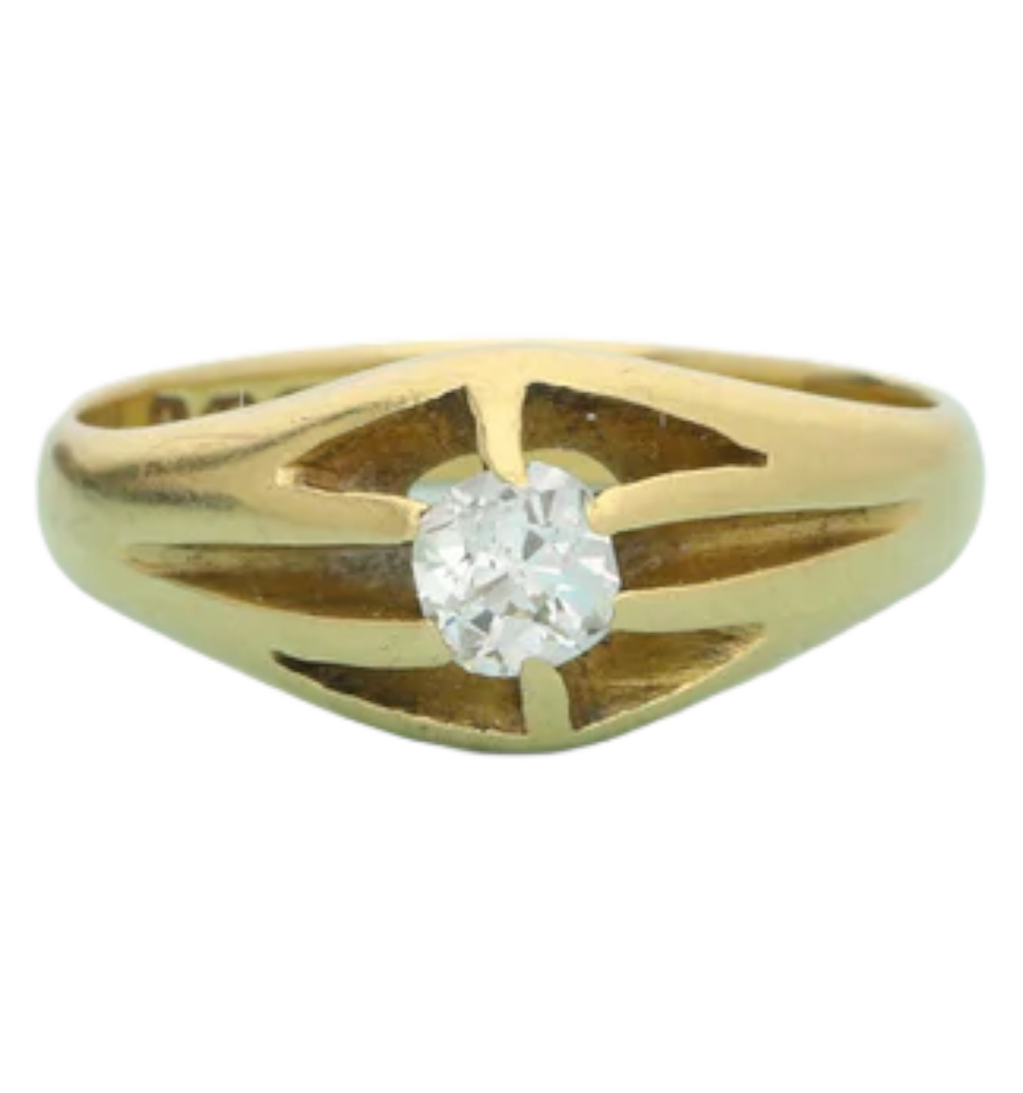 18ct old cut diamond gypsy ring.