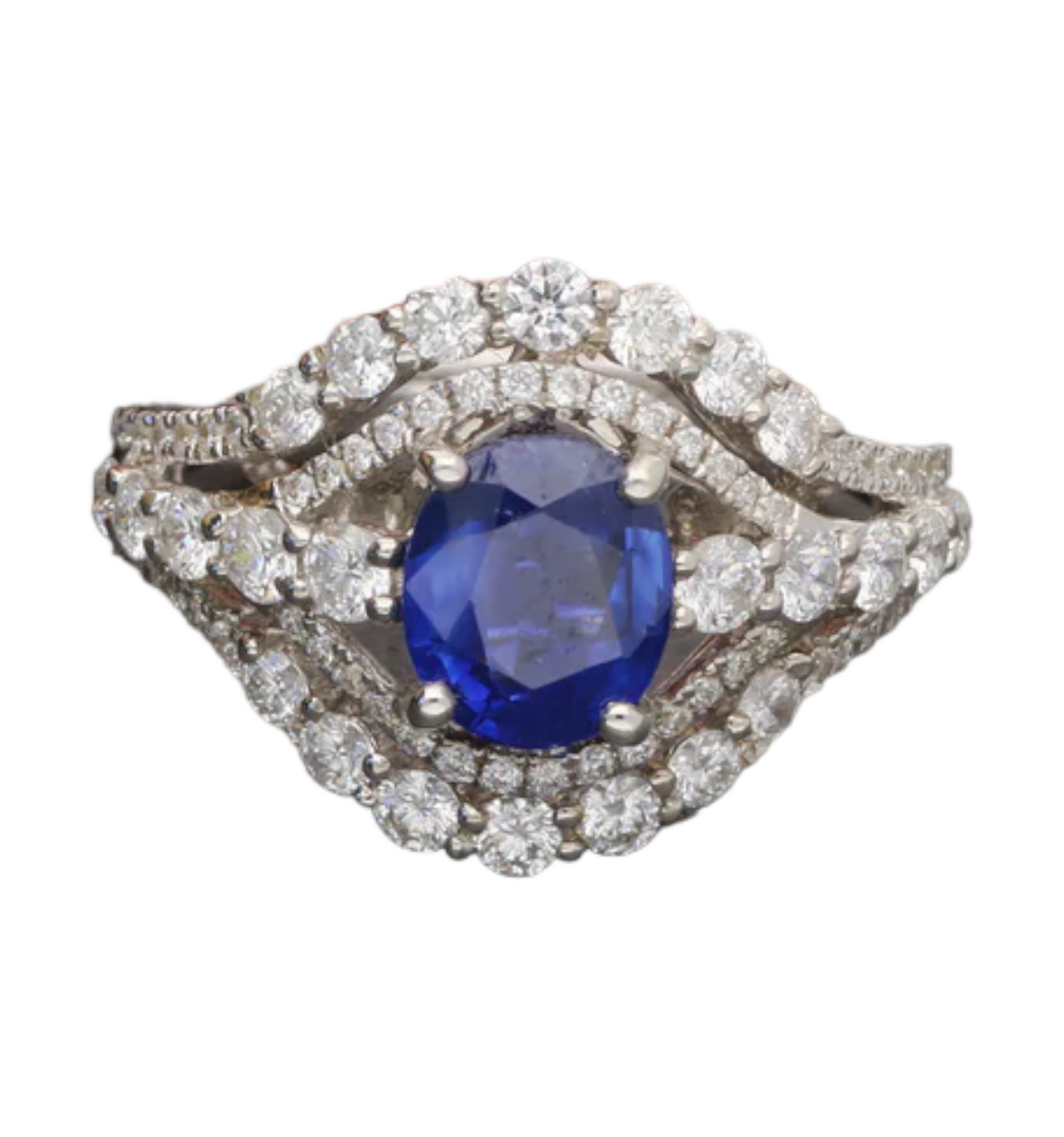 18ct sapphire and diamond cluster engagement ring