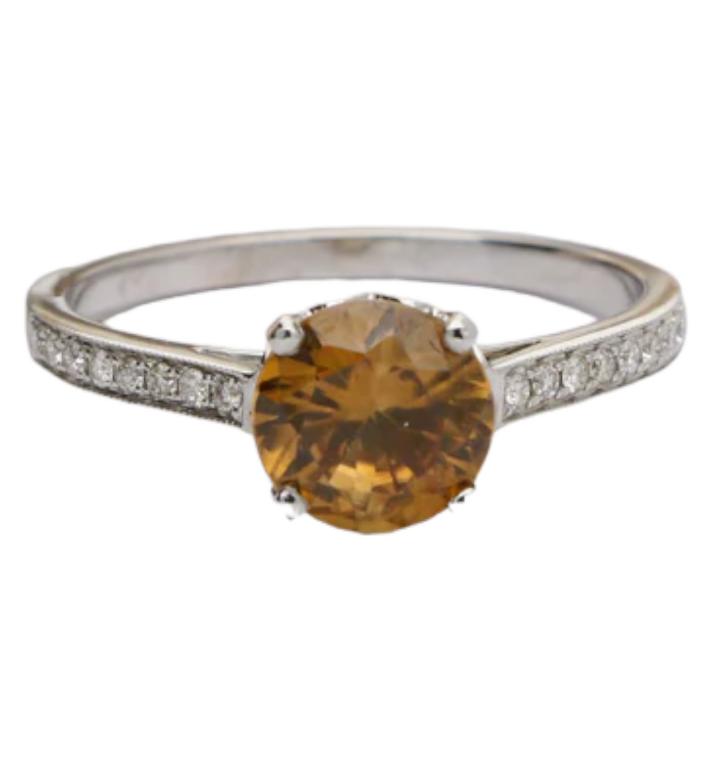 18ct golden zircon and diamond ring