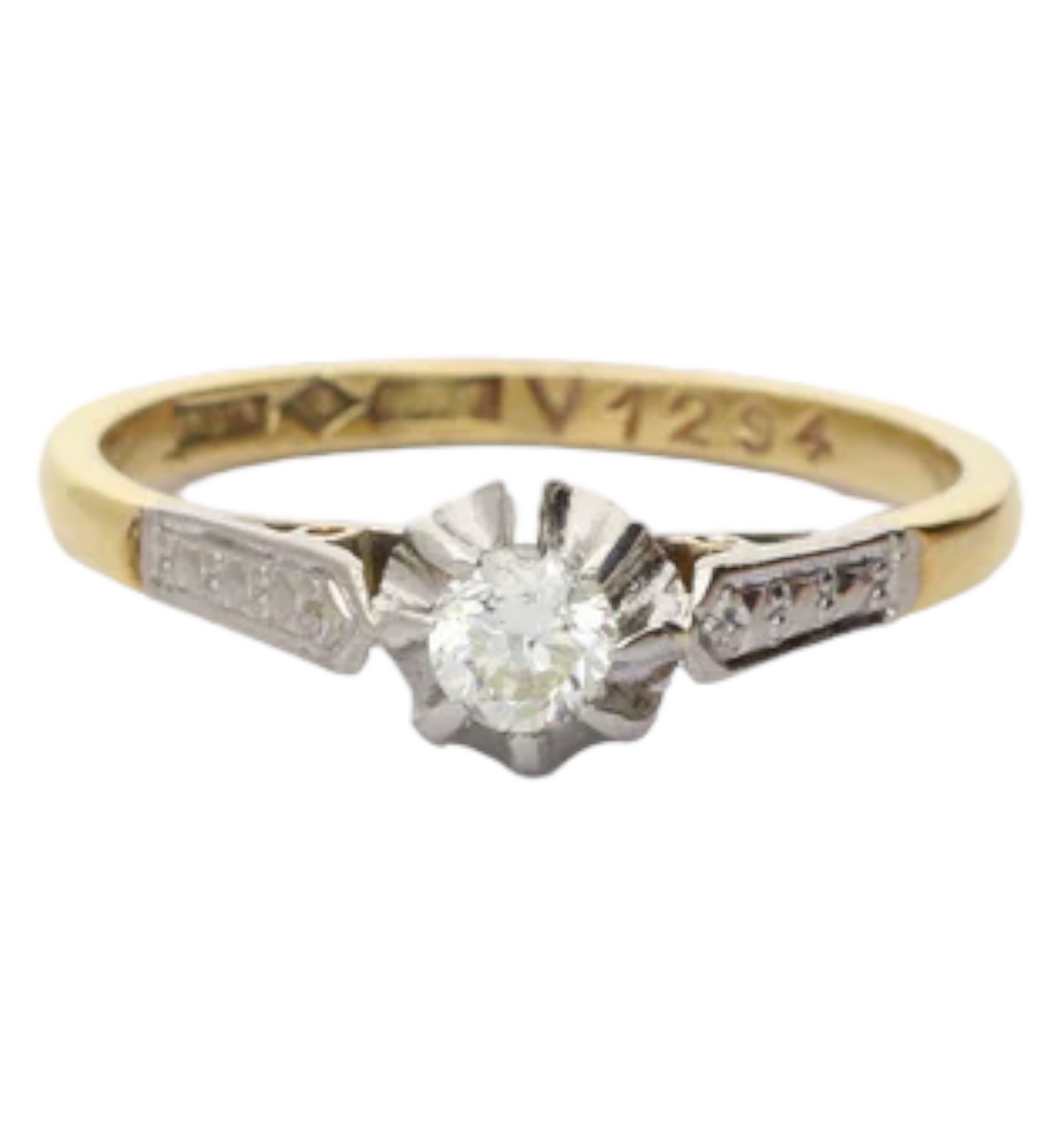 Sweet 0.15ct old cut diamond solitaire ring