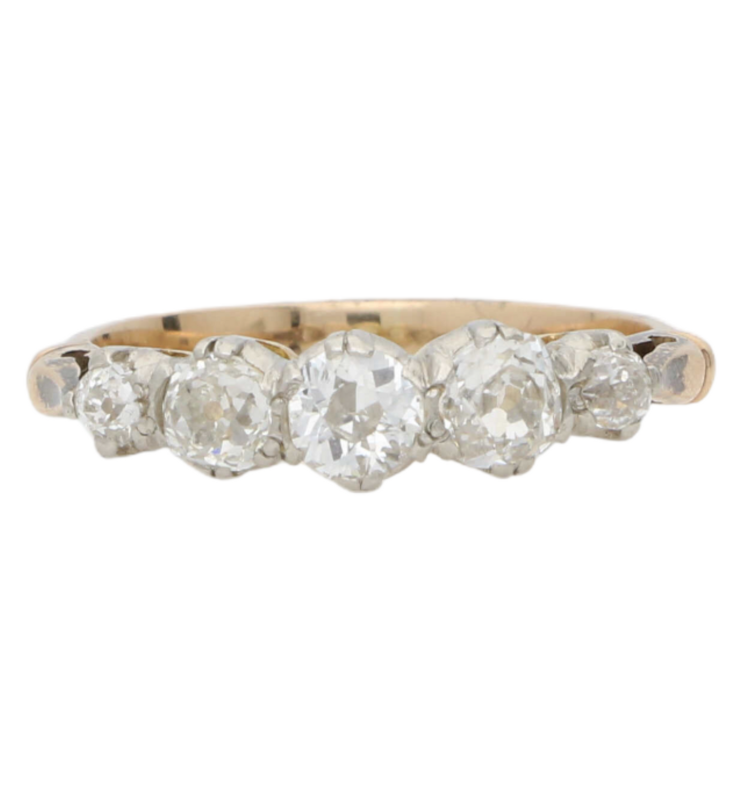 Rose gold old cut diamond 5 stone ring