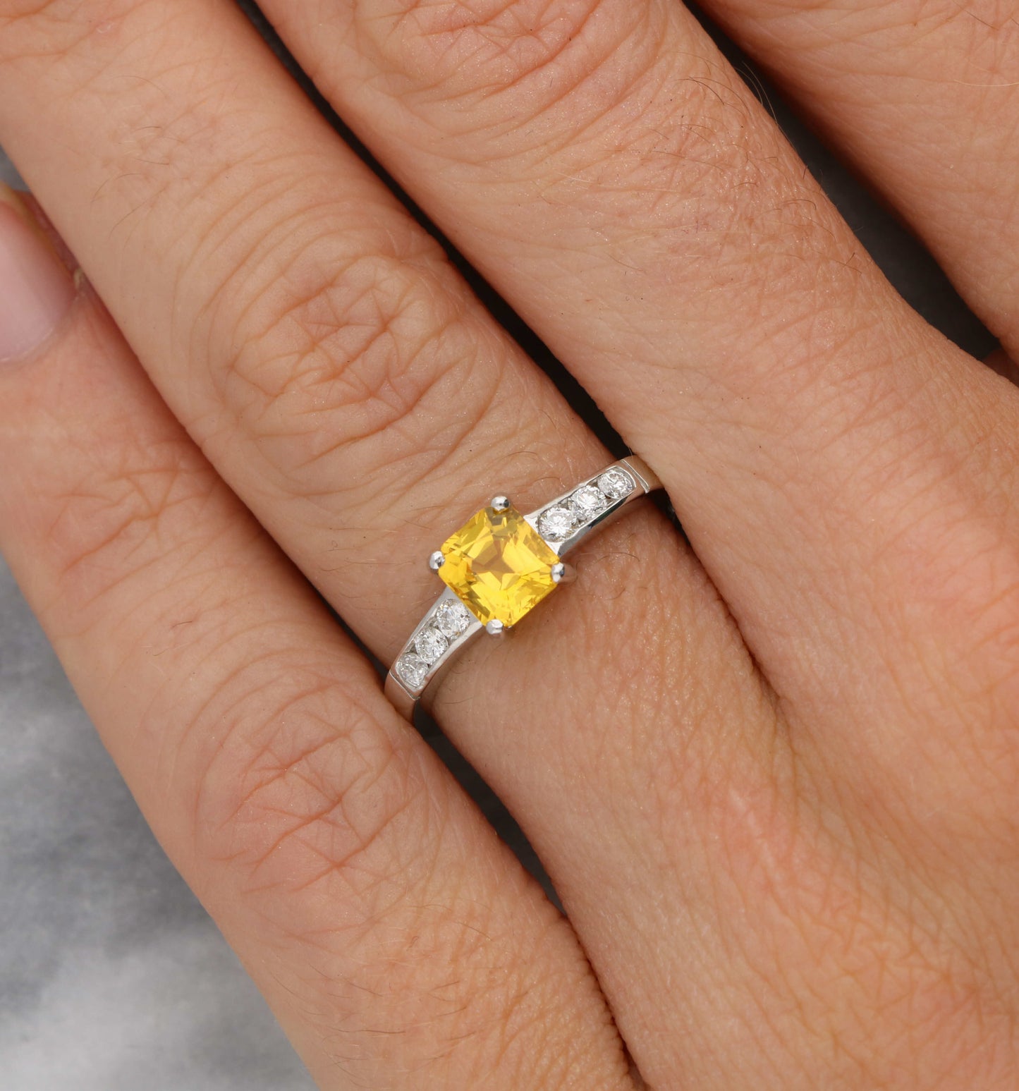 18ct yellow sapphire and diamond engagement ring