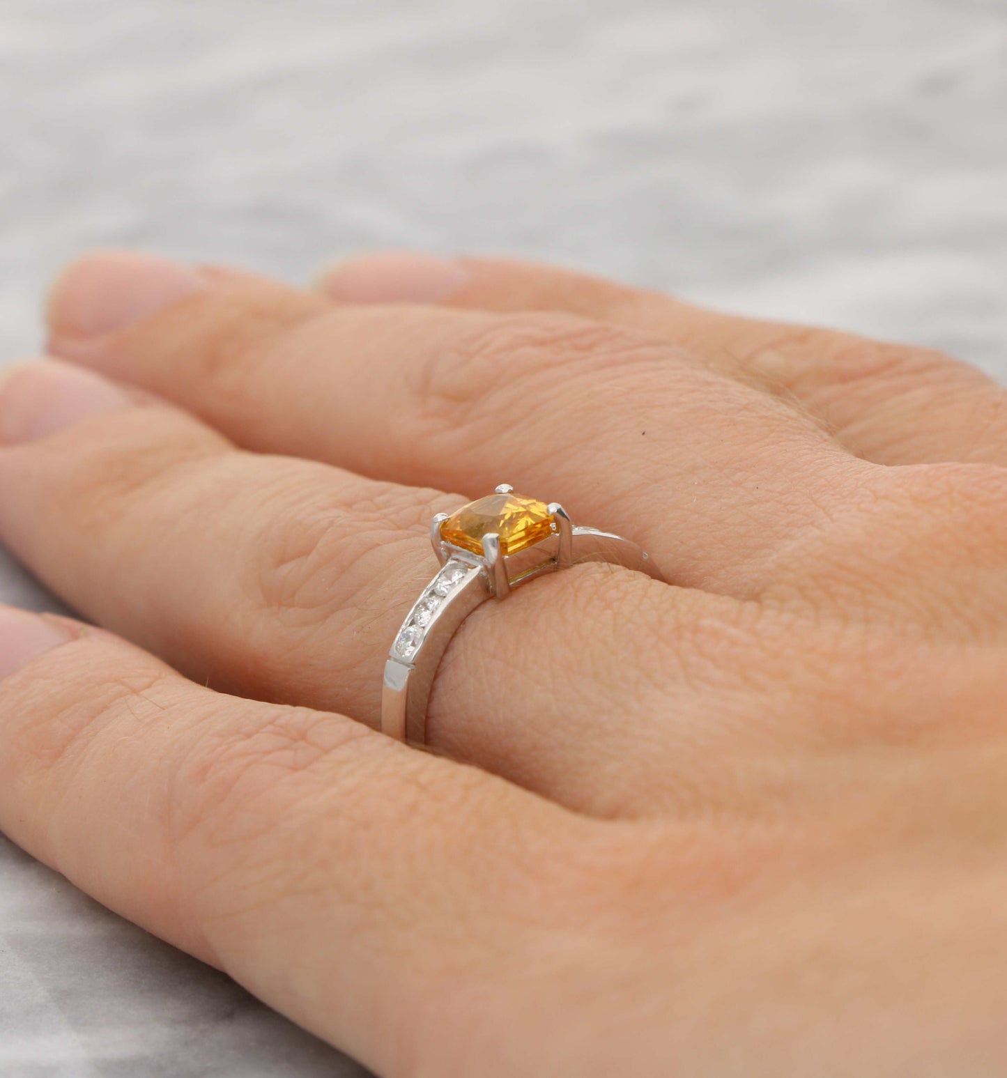 18ct yellow sapphire and diamond engagement ring