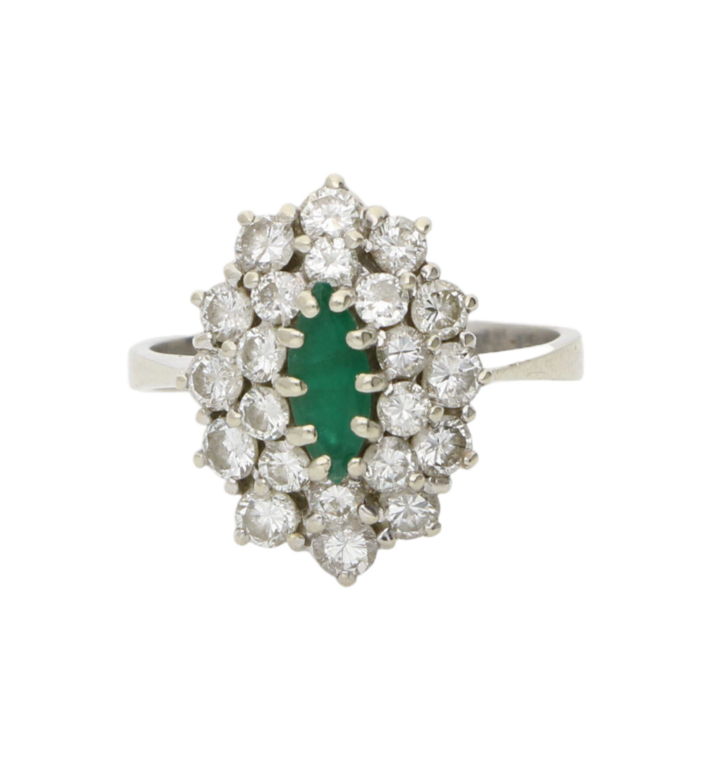 18ct marquise emerald and diamond cluster engagement ring