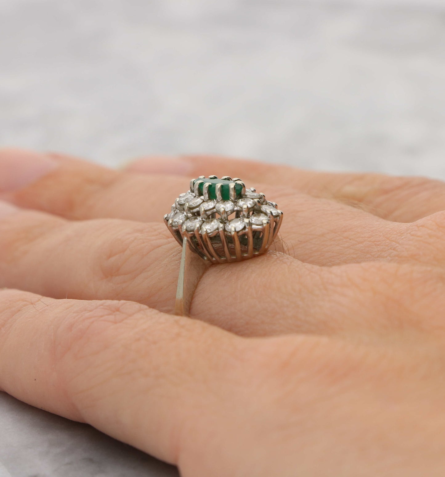 18ct marquise emerald and diamond cluster engagement ring