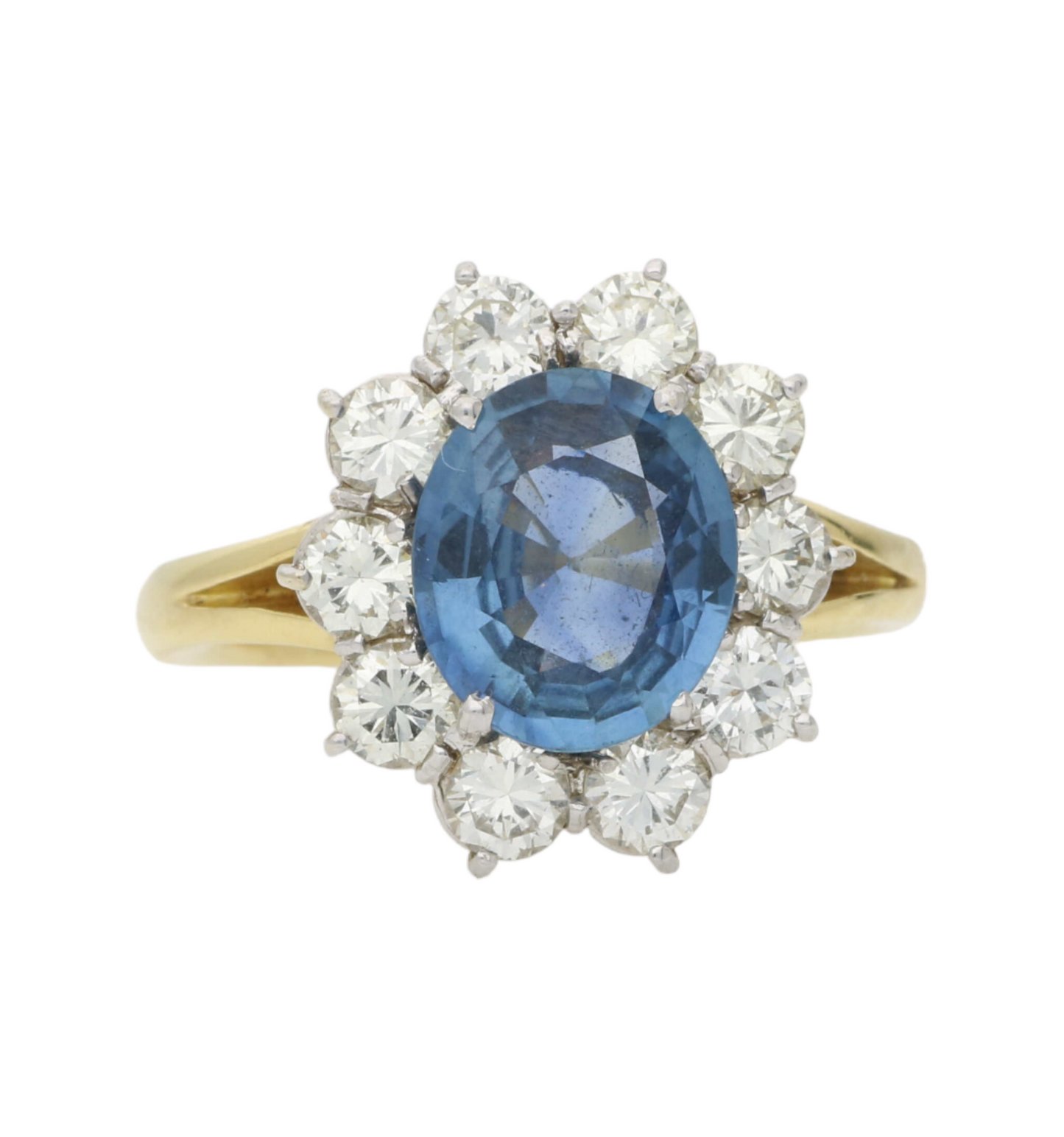18ct sapphire and diamond cluster ring
