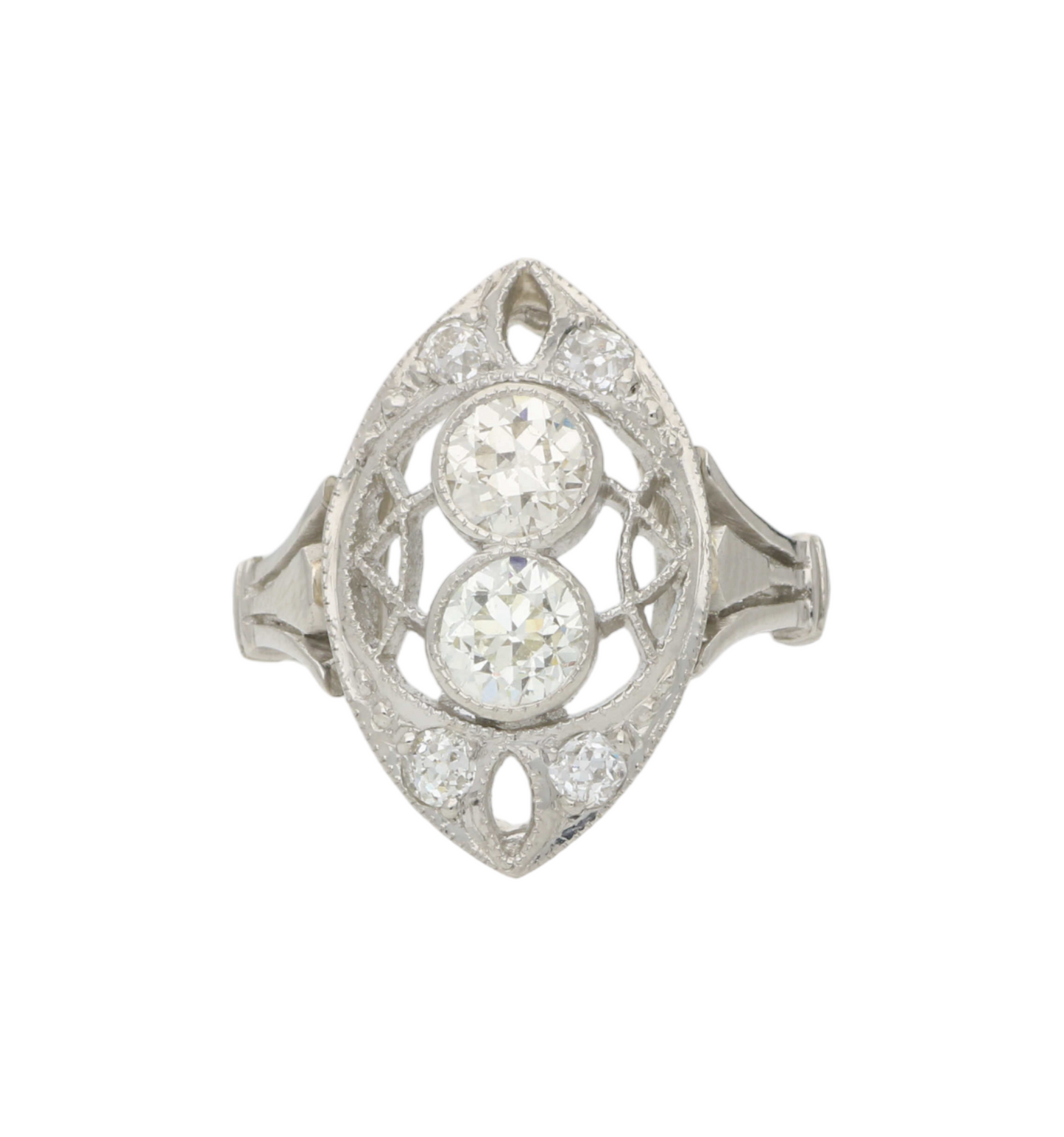Platinum old cut diamond ring