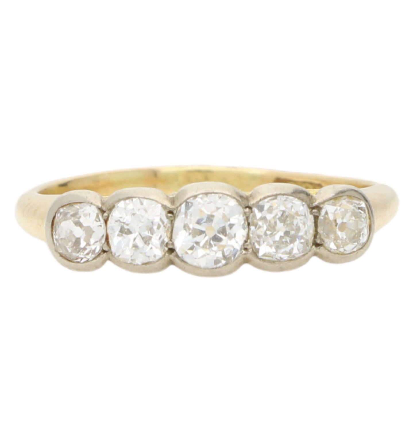 18ct old cut diamond 5 stone ring