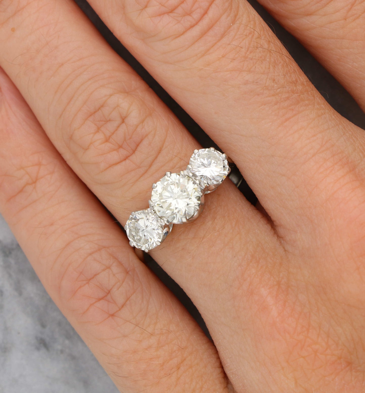 Platinum diamond 3 stone engagement ring