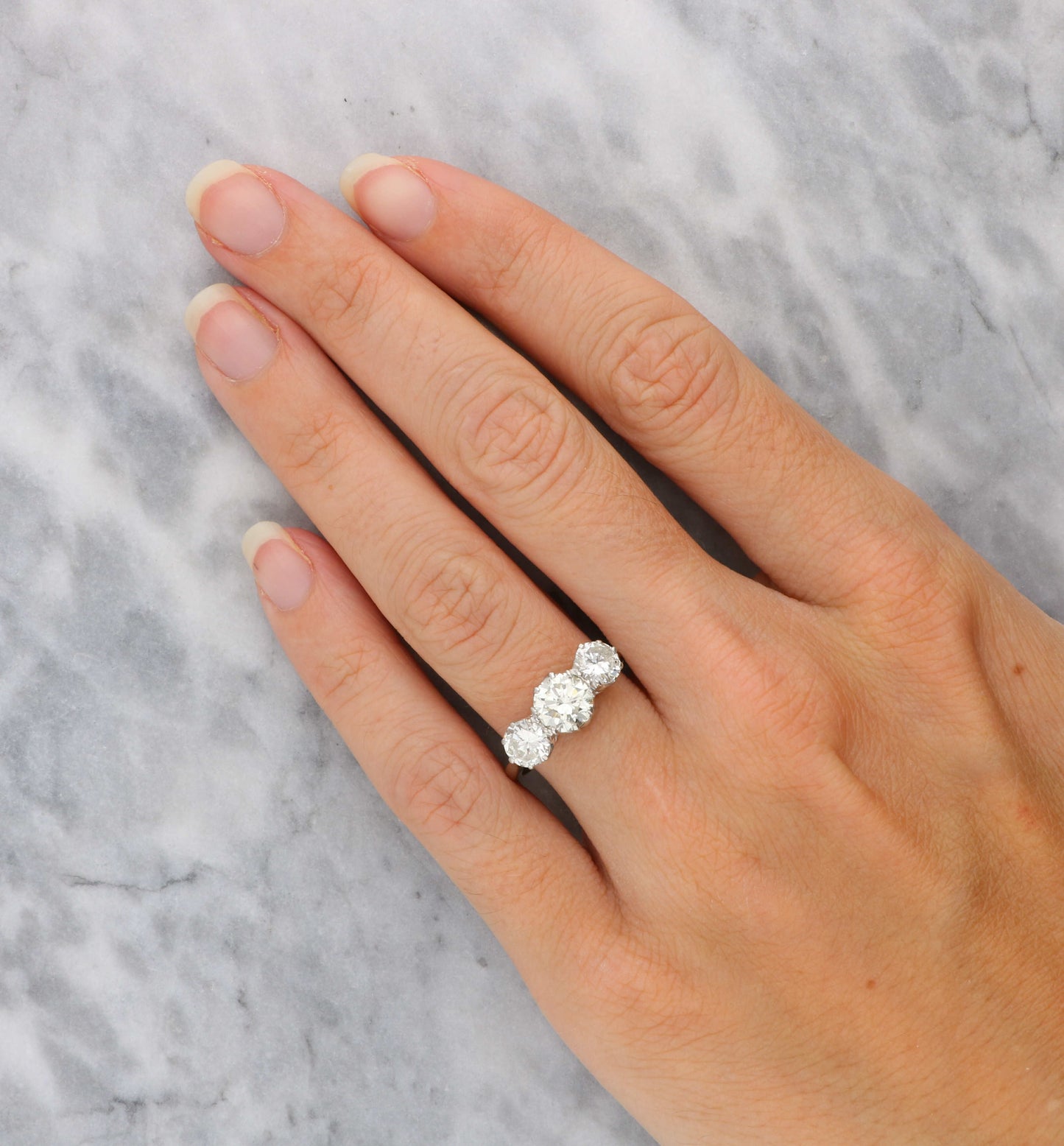 Platinum diamond 3 stone engagement ring