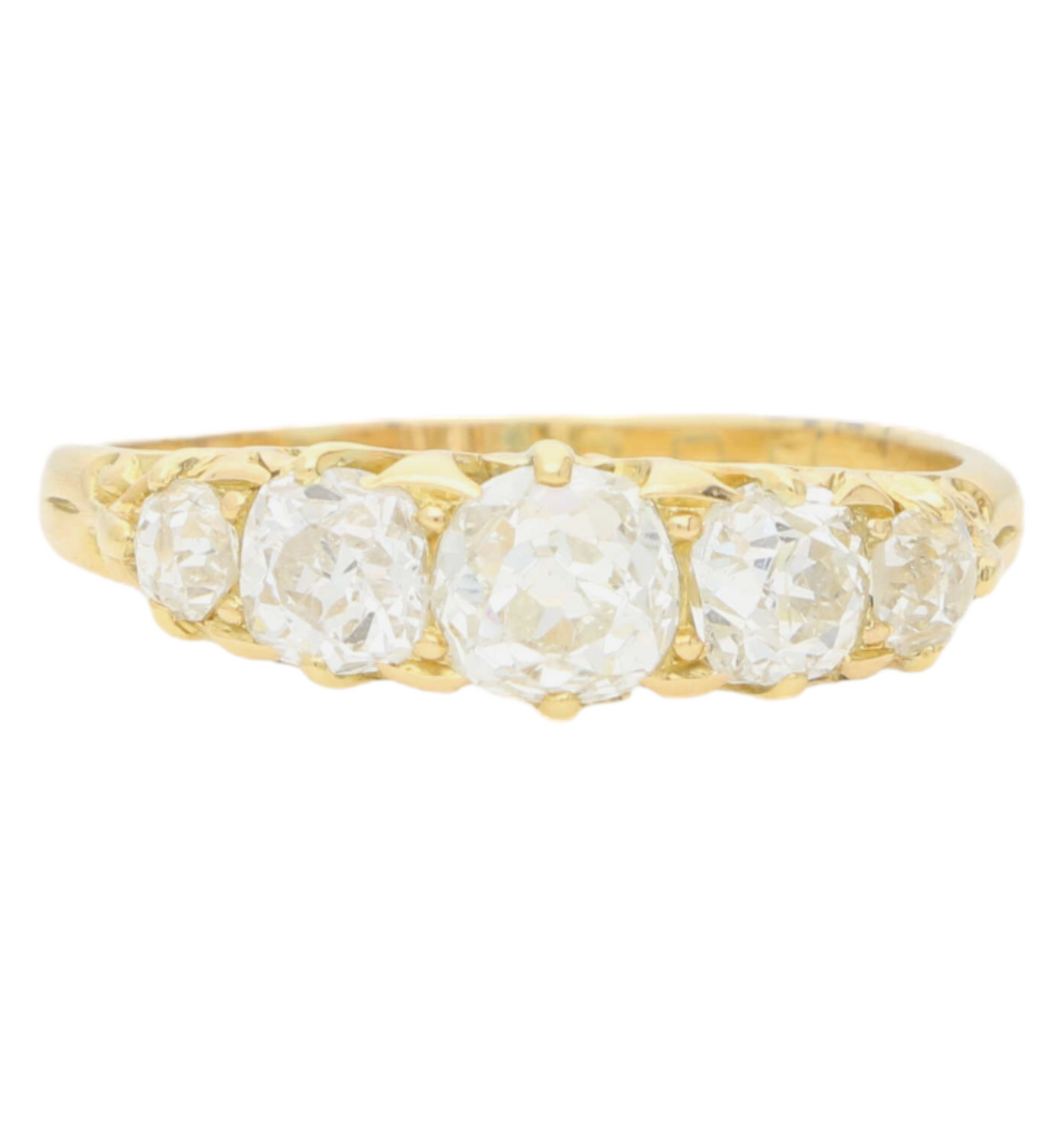 18ct old cut diamond 5 stone ring